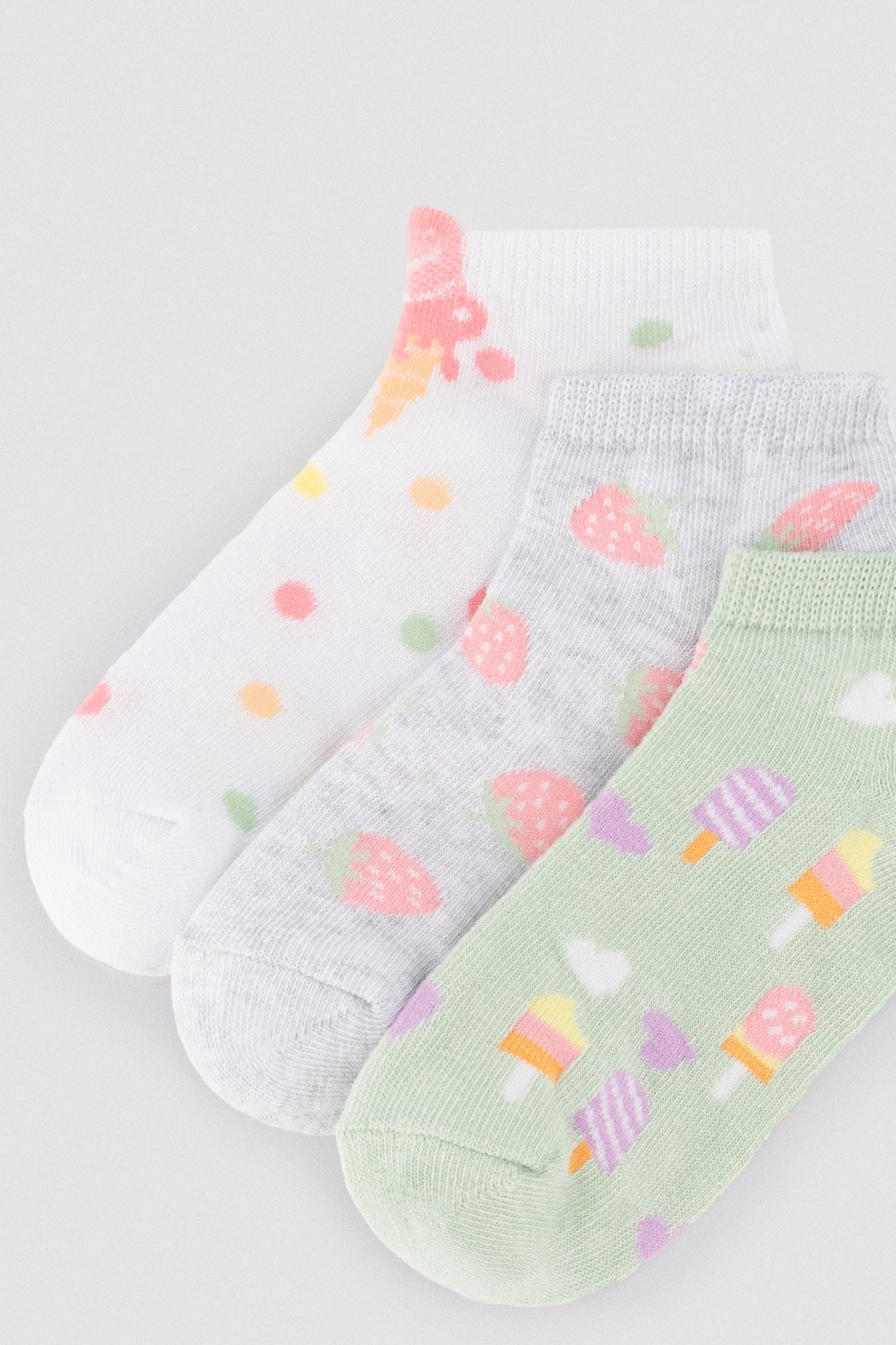 Pack of 3 children's ankle socks with ice cream print