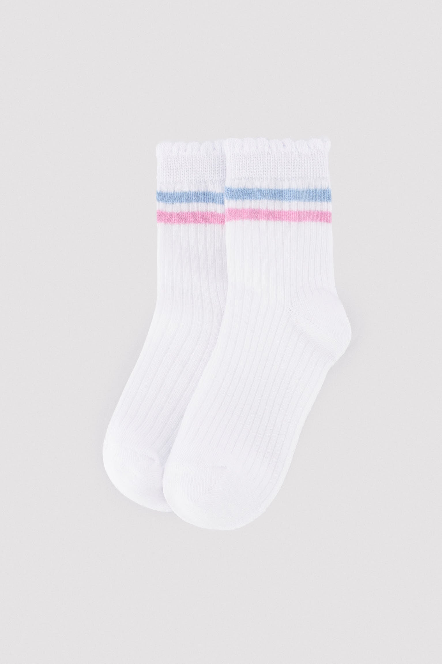 Pack of 3 short socks with curled cuff detail and contrasting stripes