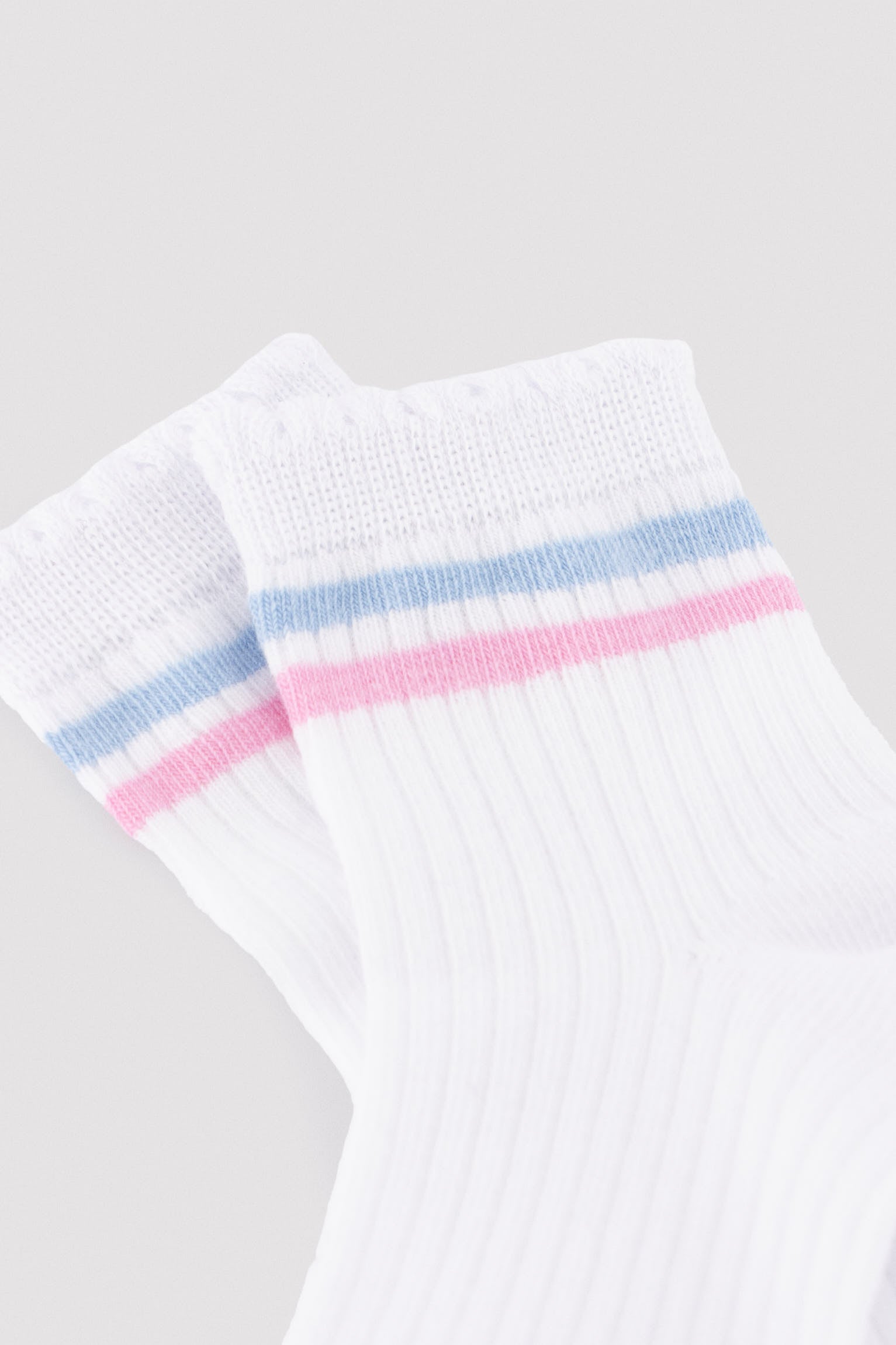 Pack of 3 short socks with curled cuff detail and contrasting stripes