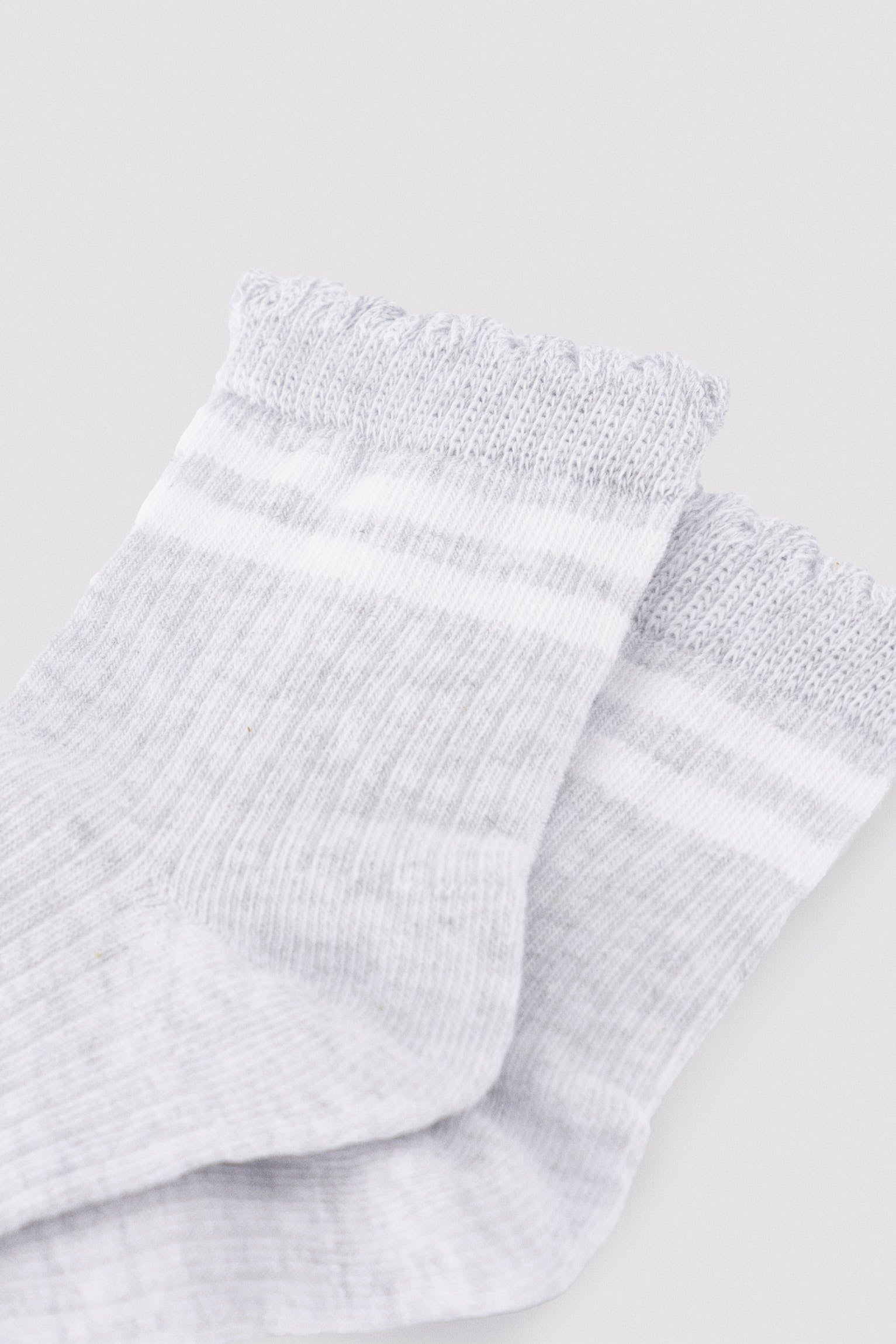 Pack of 3 short socks with curled cuff detail and contrasting stripes