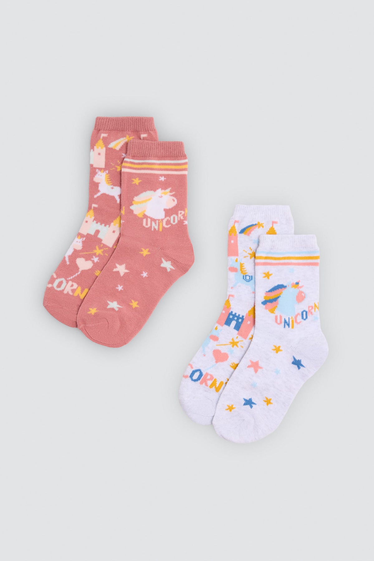 Pack of 2 girls' unicorn-print socks