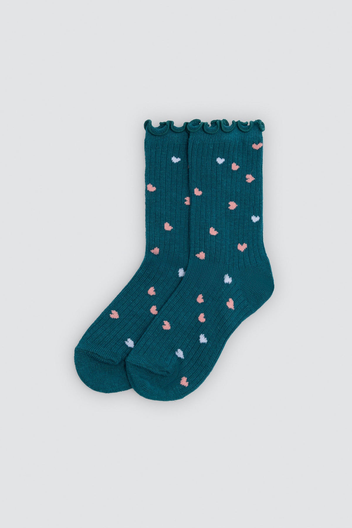 Pack of 4 girls' scalloped-cuff socks with floral print