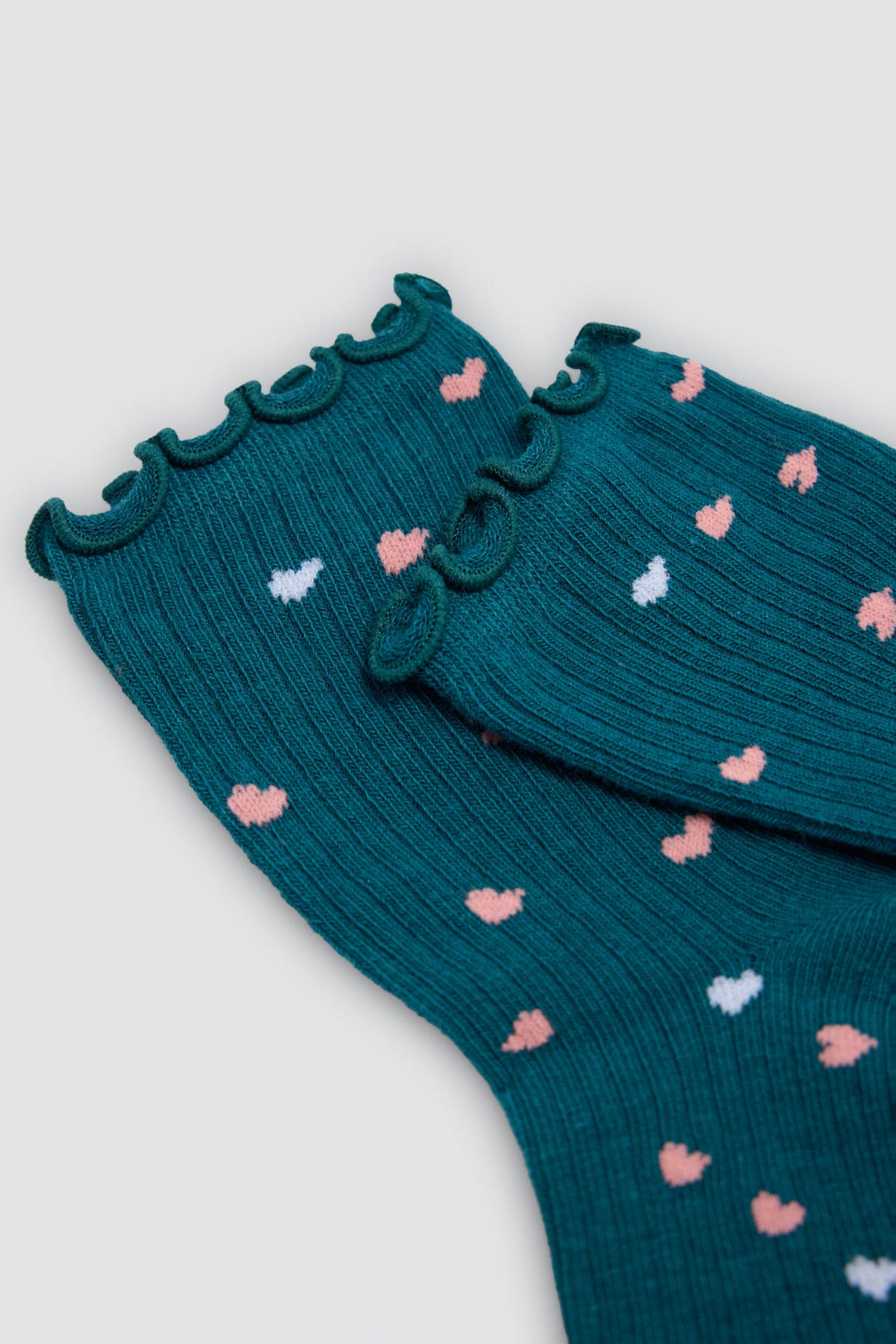 Pack of 4 girls' scalloped-cuff socks with floral print