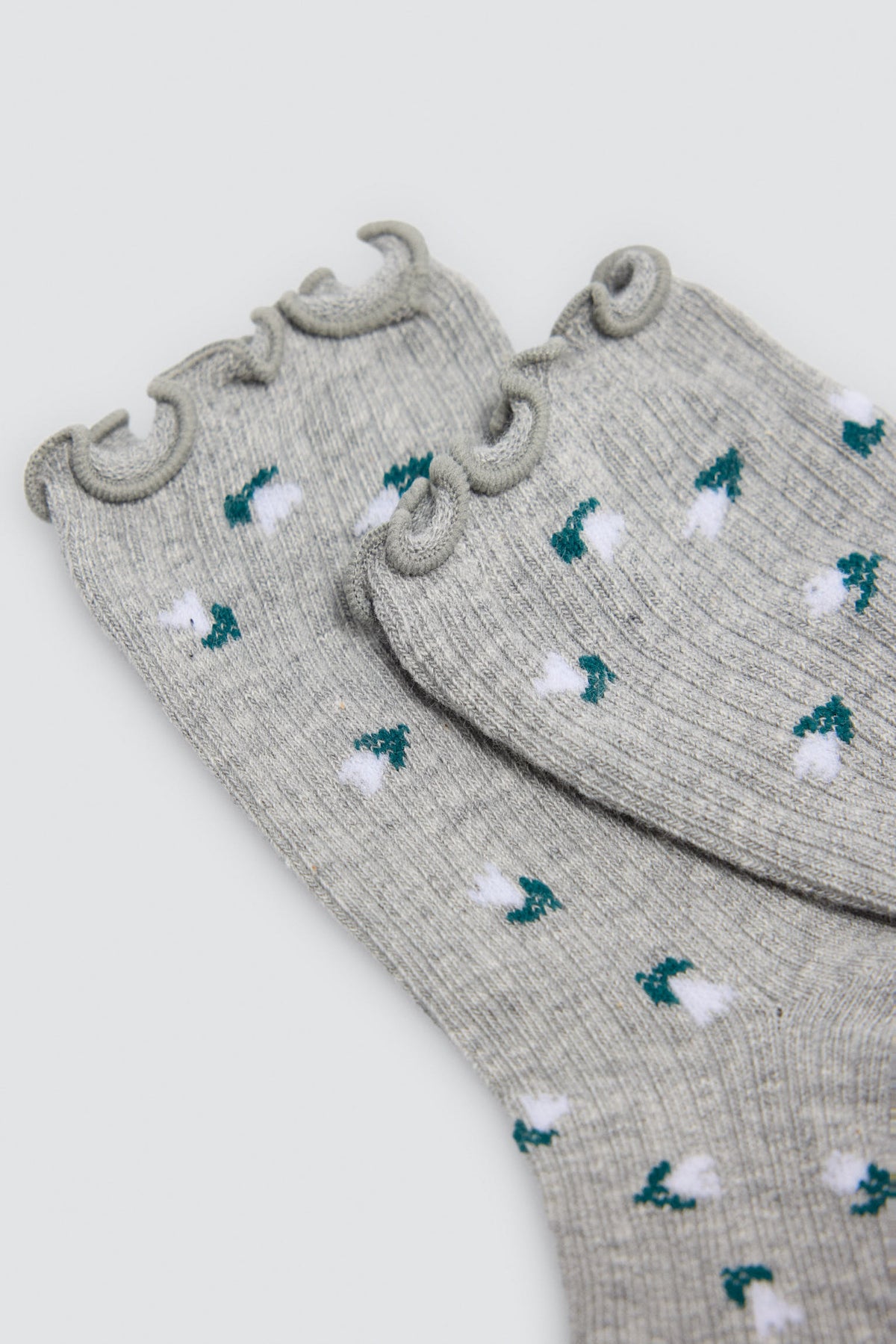 Pack of 4 girls' scalloped-cuff socks with floral print