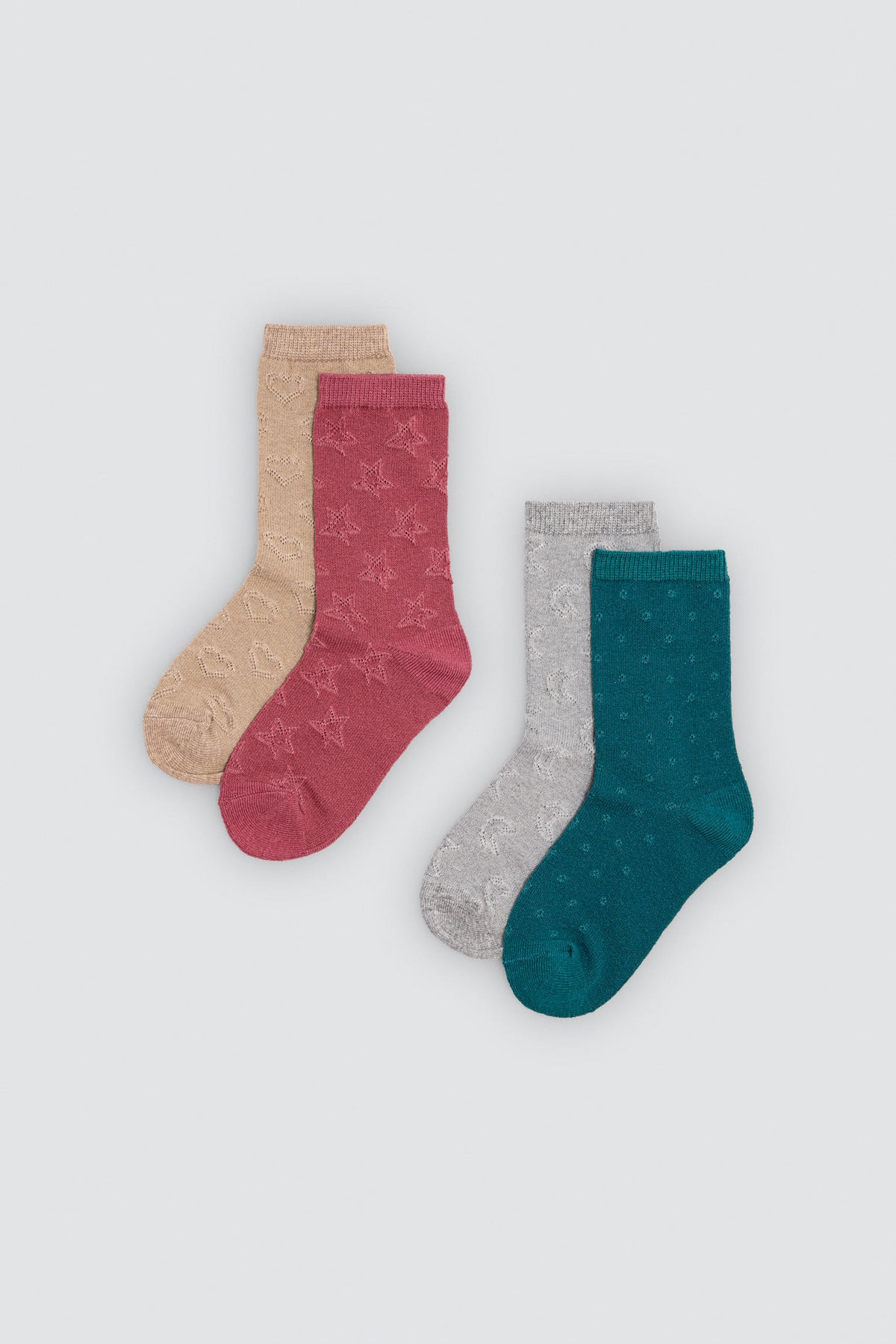 Pack of 4 girls' non-binding socks with assorted prints