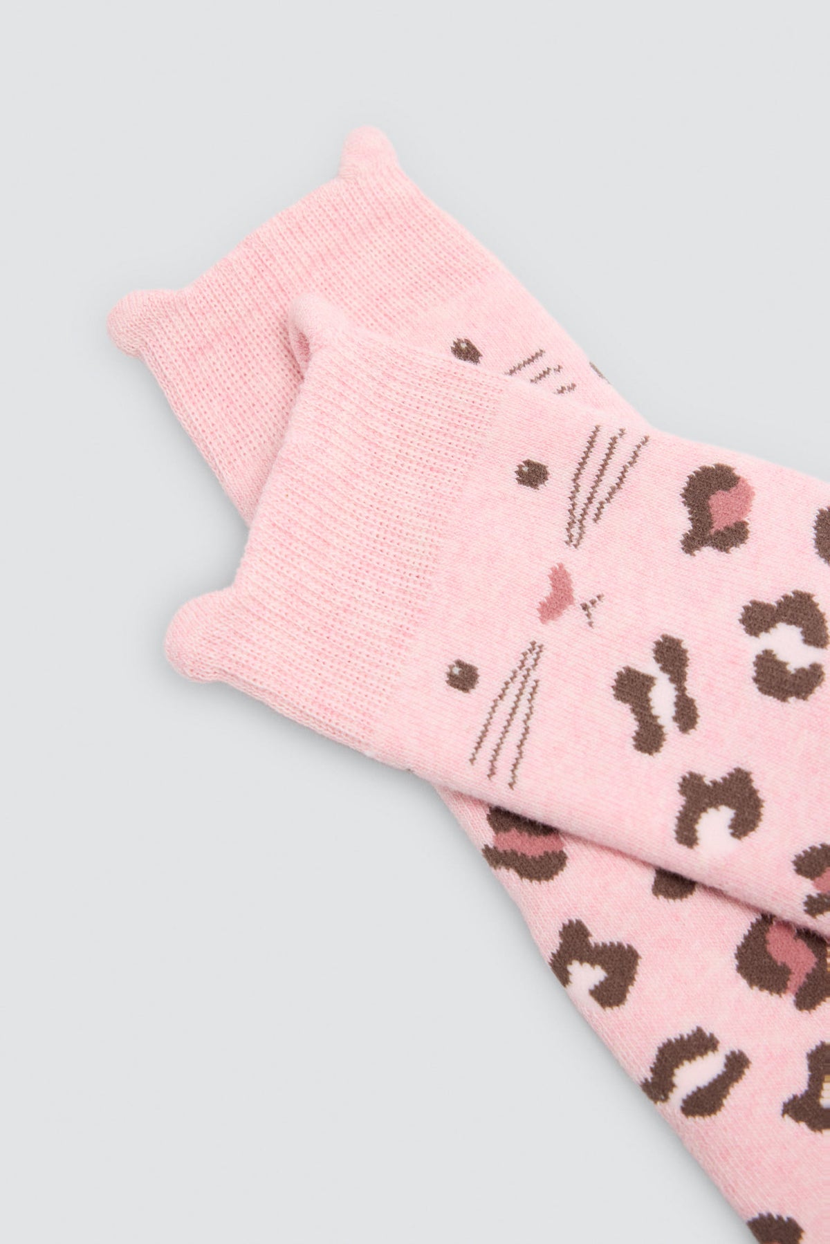 Pack of 3 girls' thermal socks with cat-ear detail and leopard print