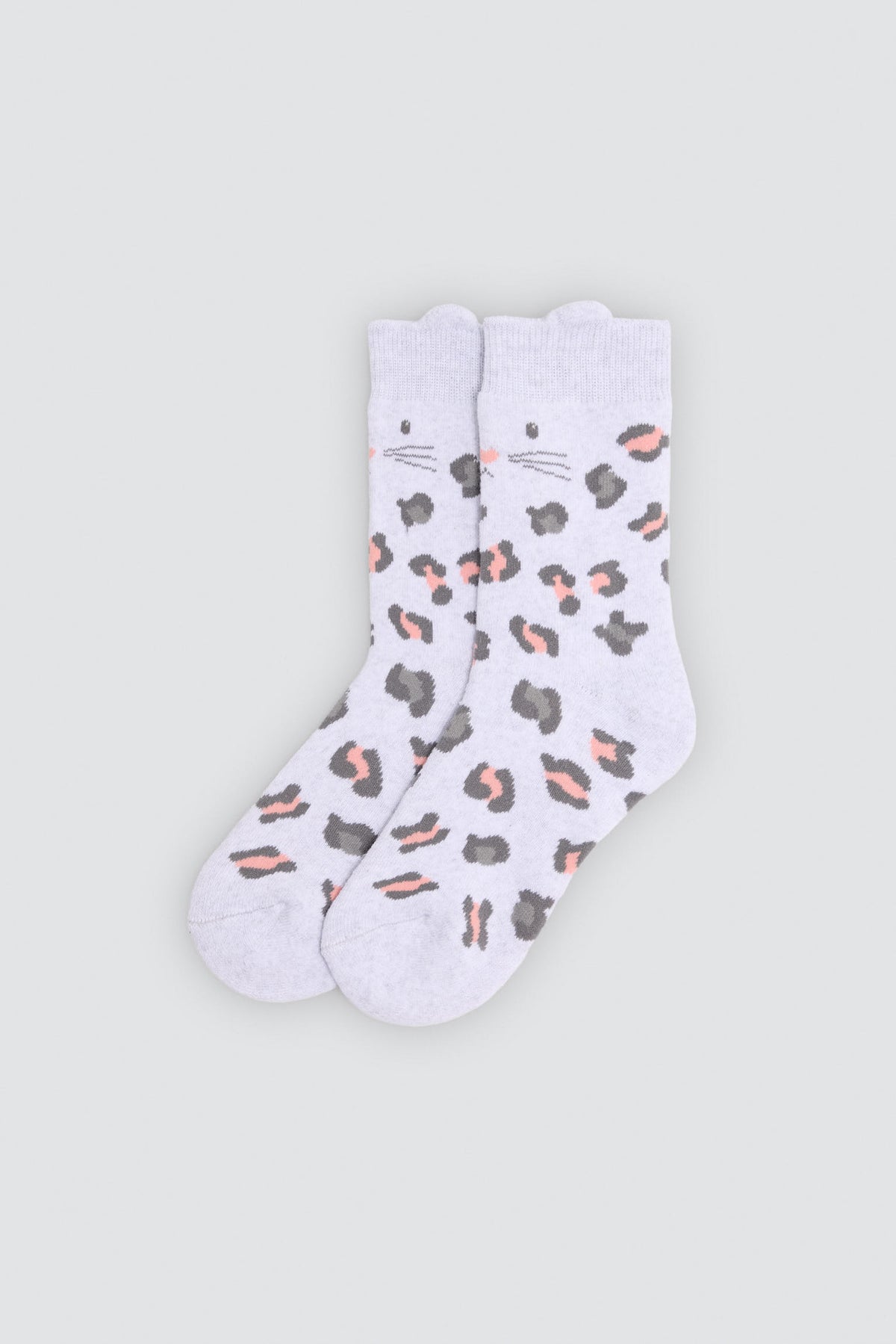 Pack of 3 girls' thermal socks with cat-ear detail and leopard print