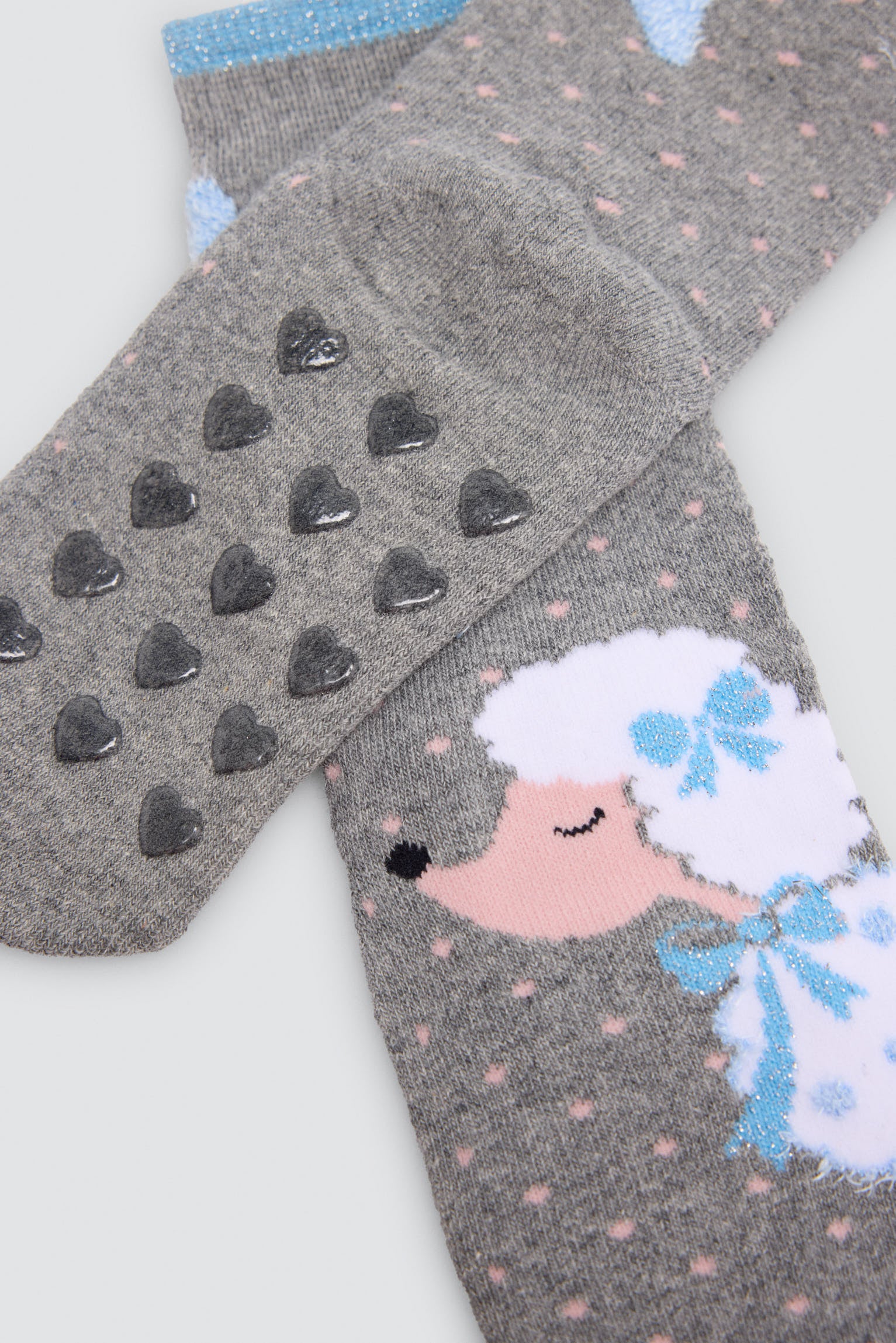 Pack of 3 girls' thermal non-slip socks with poodle print
