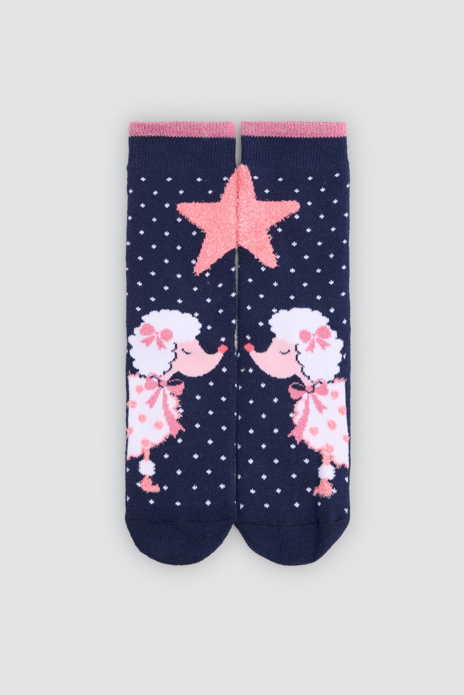 Pack of 3 girls' thermal non-slip socks with poodle print