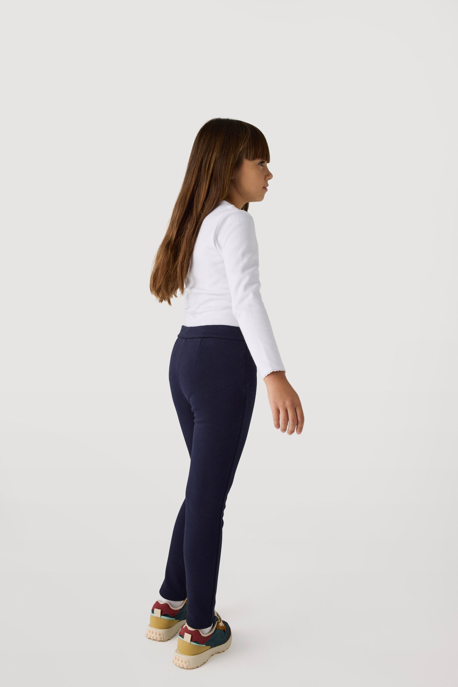 Girl's thermal navy cotton leggings