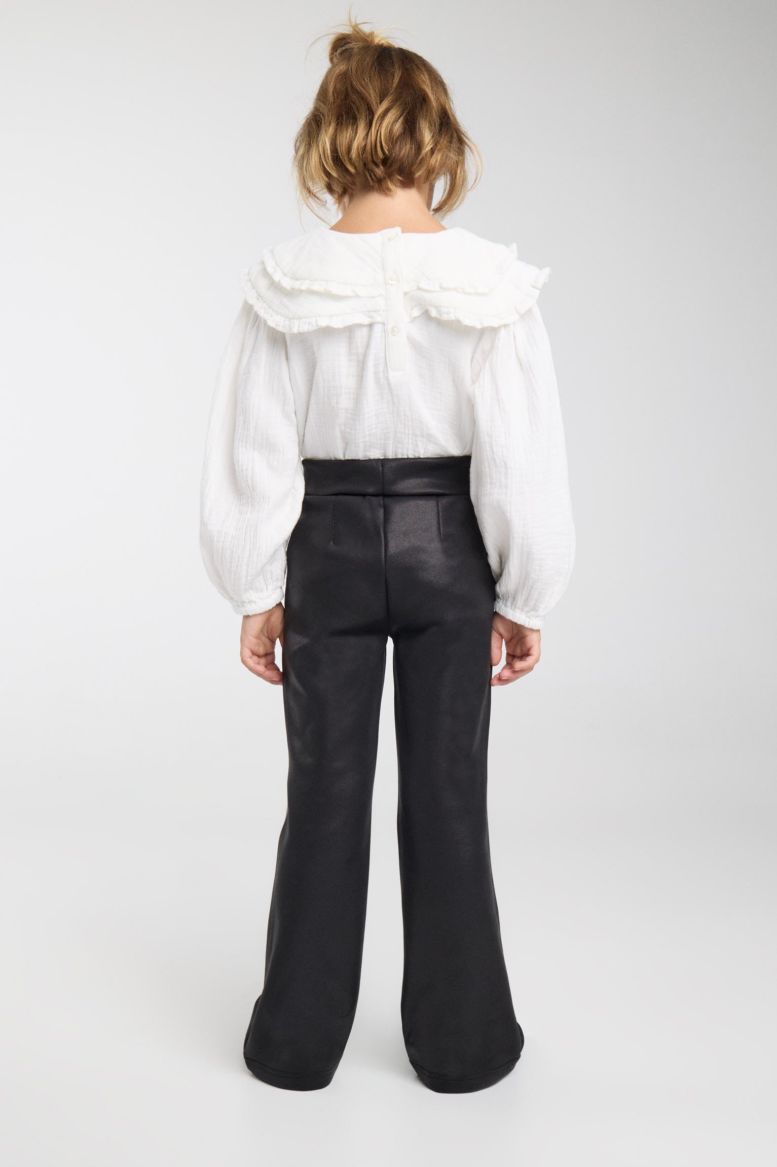 THERMAL Girls' black brushed faux-leather flared trousers