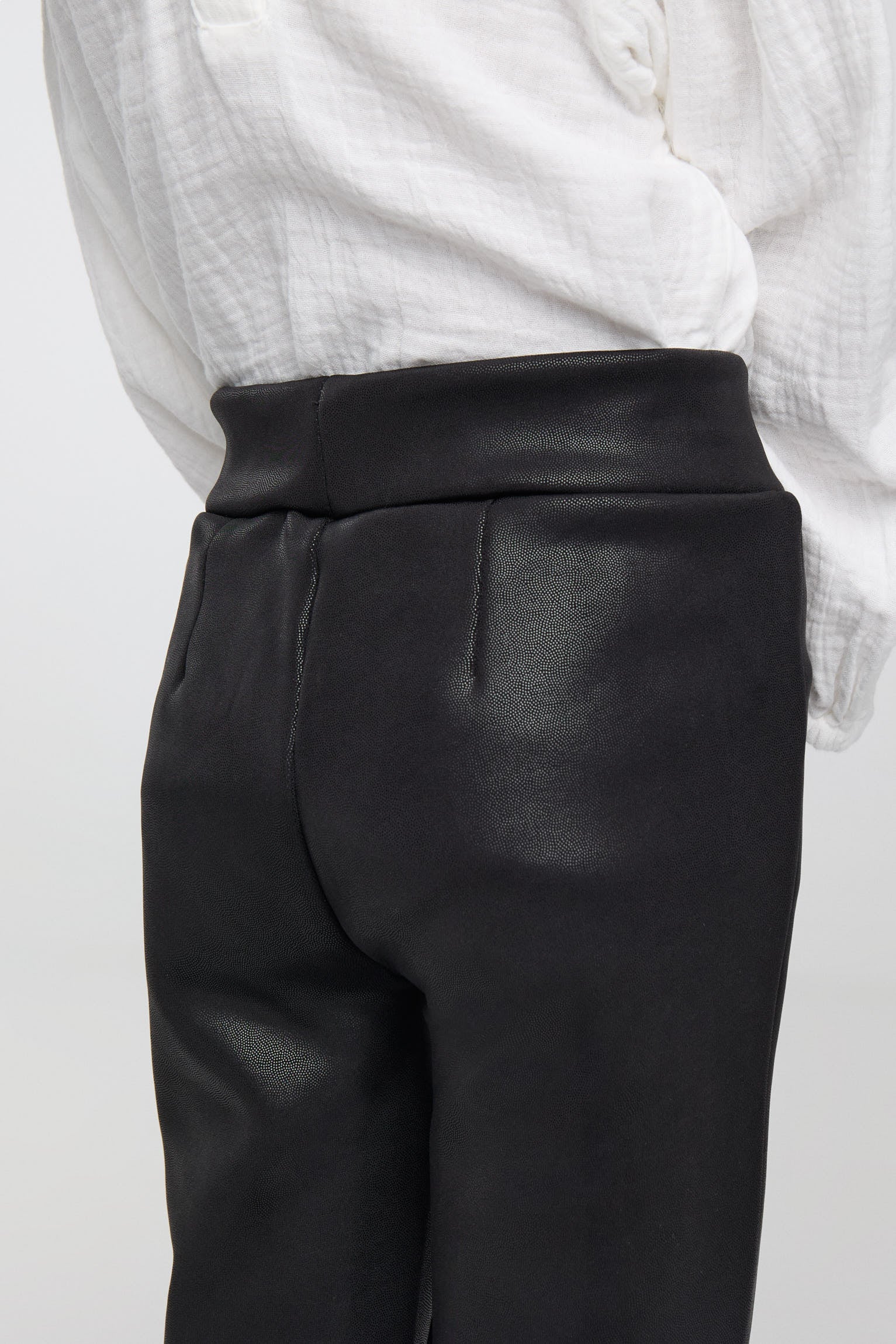 THERMAL Girls' black brushed faux-leather flared trousers