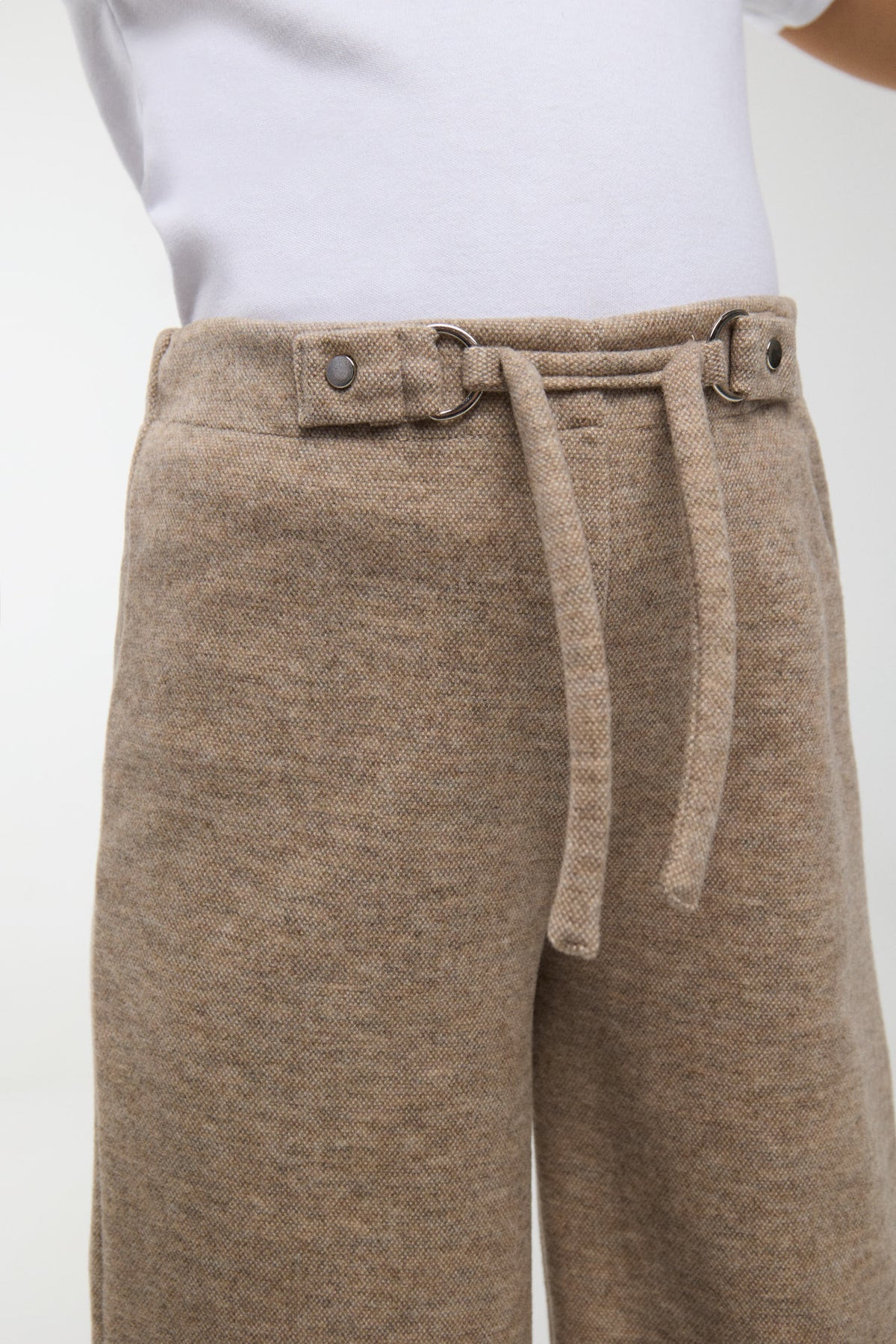 Girls' brown marl wide-leg trousers