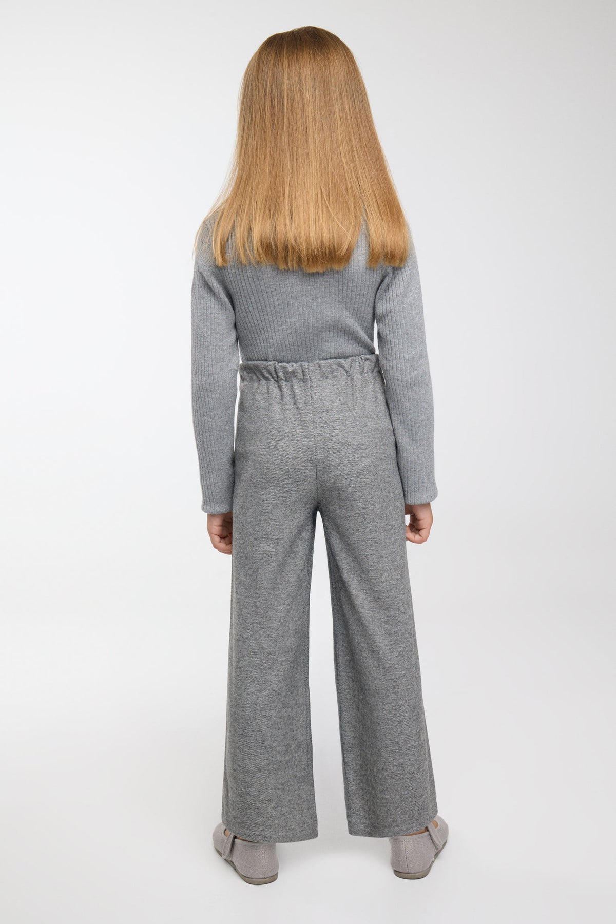 Girls' grey marl wide-leg trousers