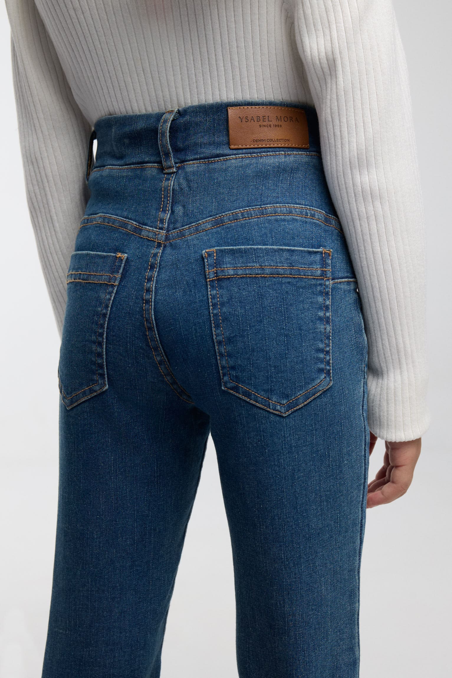 Girls' flared denim-effect trousers