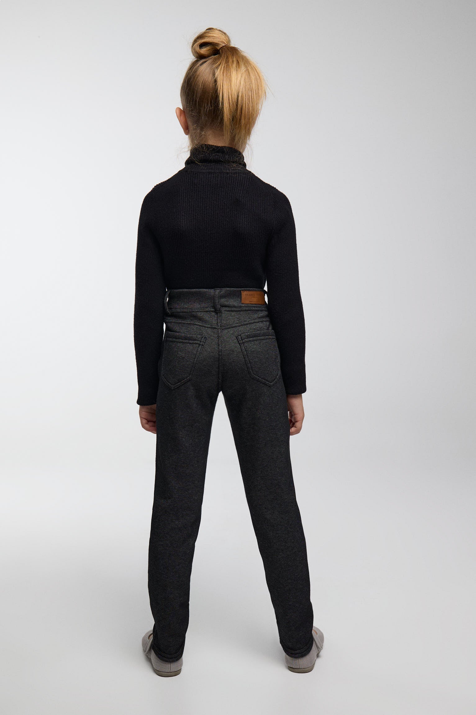 THERMAL Girls' black brushed denim-effect leggings