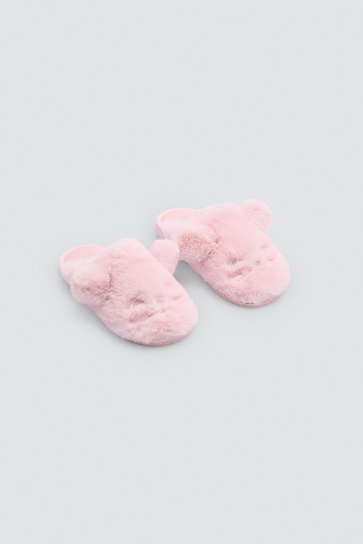 Zapatillas de casa niña con pelo y orejas 3D gato
