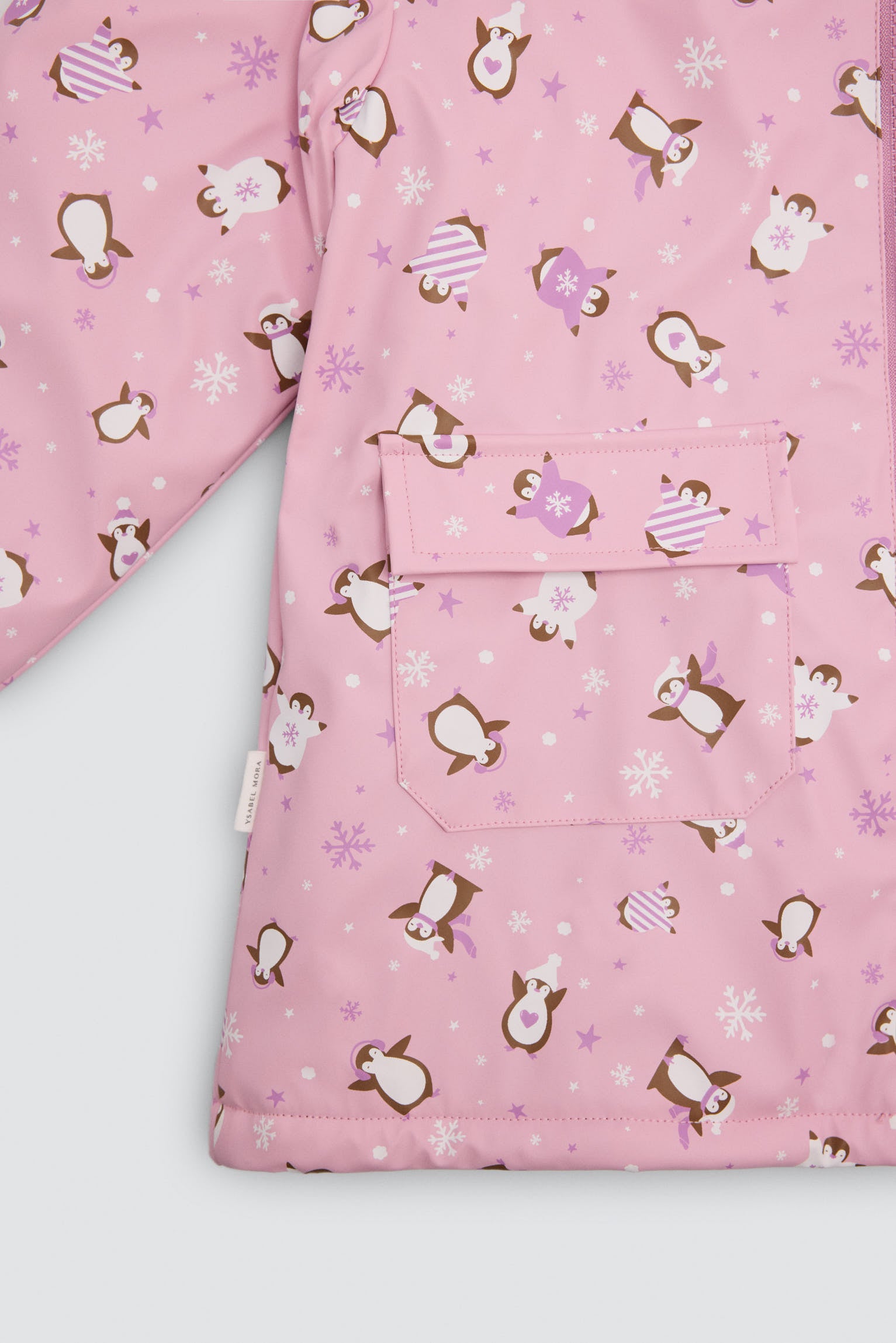 PRE-ORDER Girls' penguin-print raincoat with fleece lining