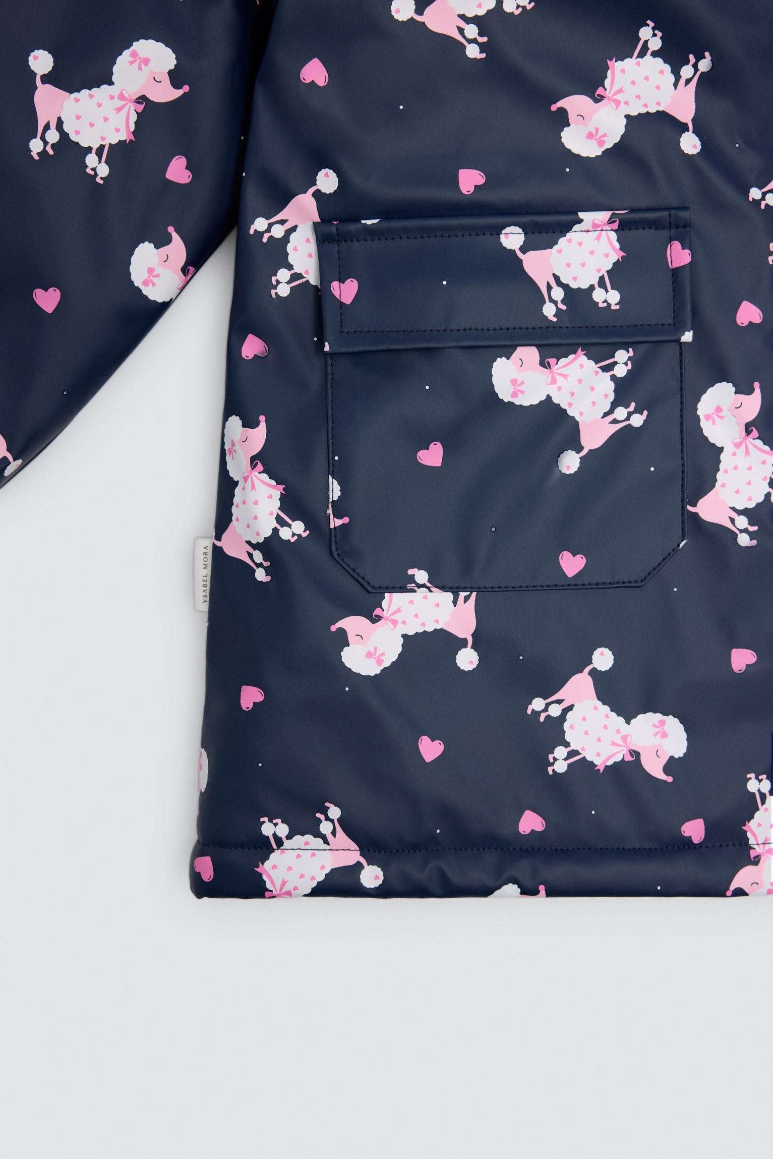 Girls' poodle-print raincoat with fleece lining