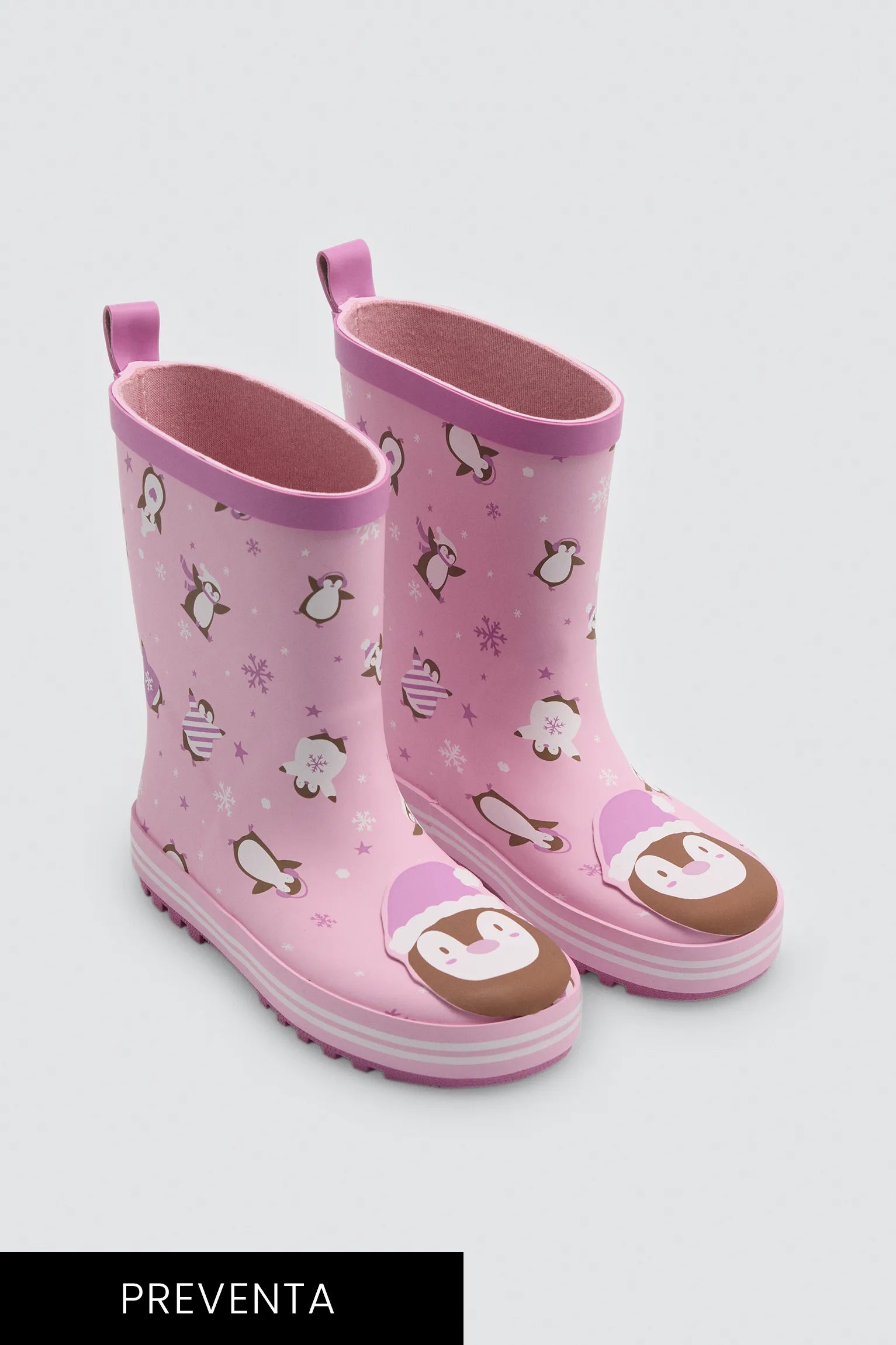 PRE-ORDER Girls' penguin-print wellington boots with lining