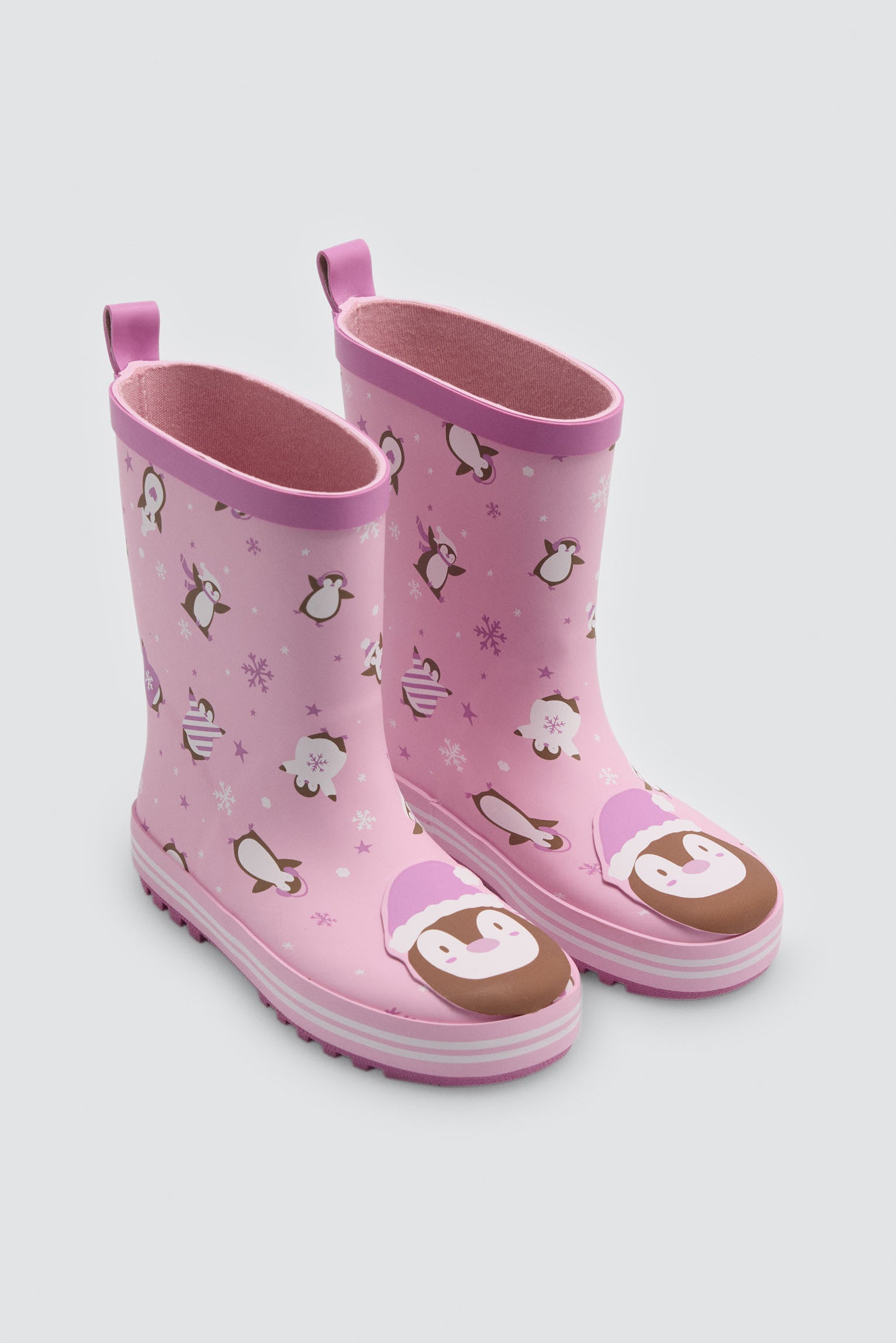 PRE-ORDER Girls' penguin-print wellington boots with lining