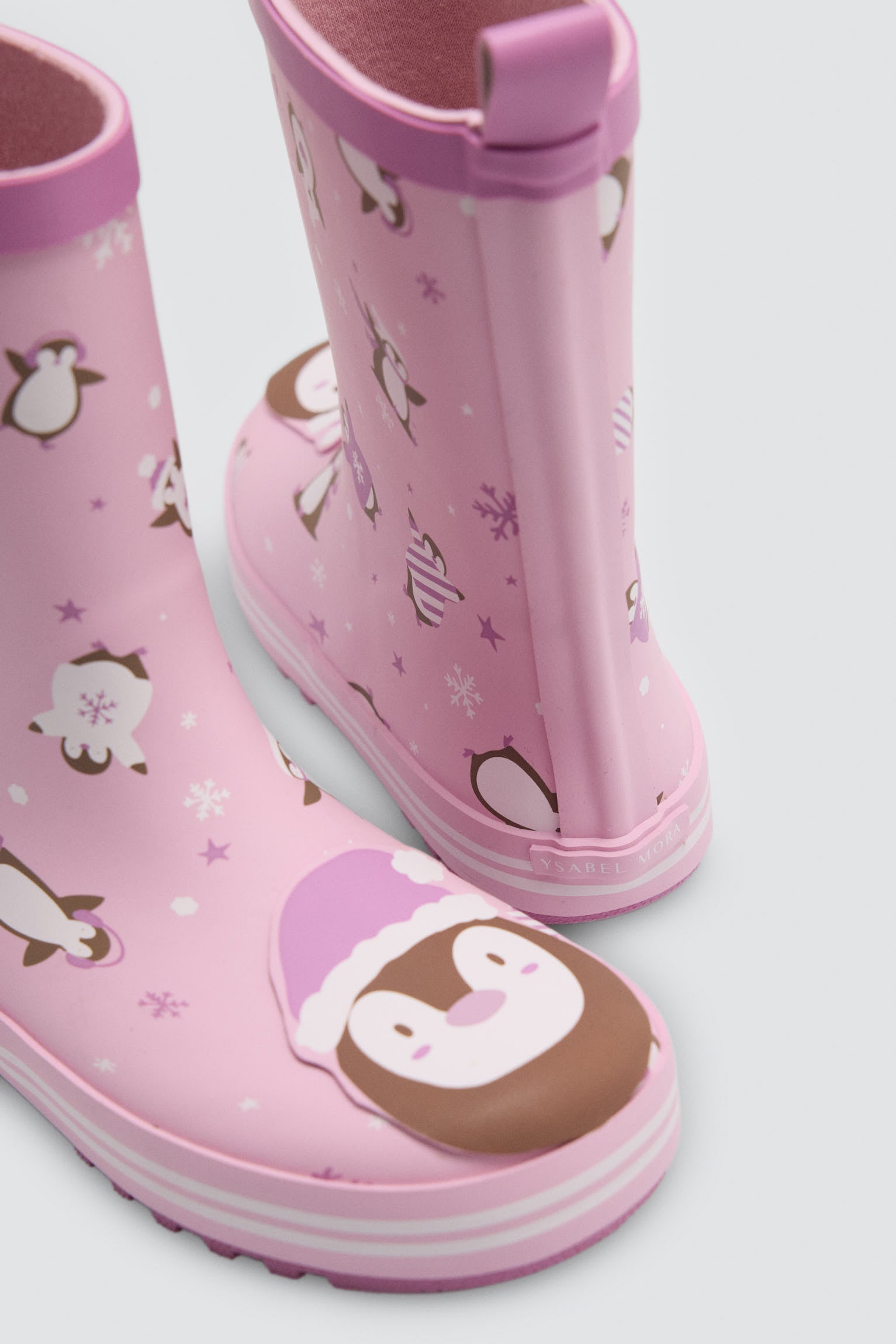 PRE-ORDER Girls' penguin-print wellington boots with lining