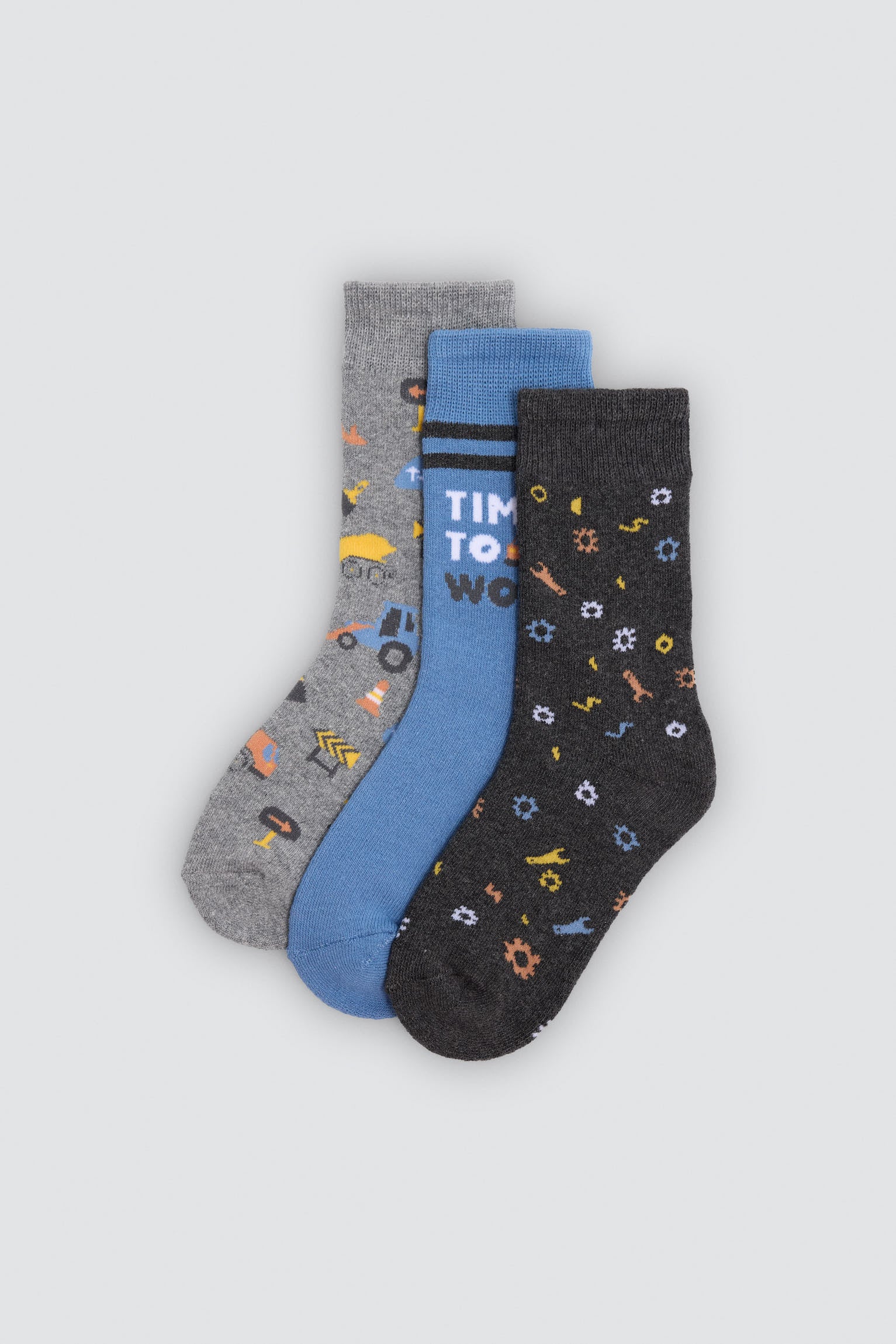 Pack of 3 boys' thermal socks with tool and sign prints