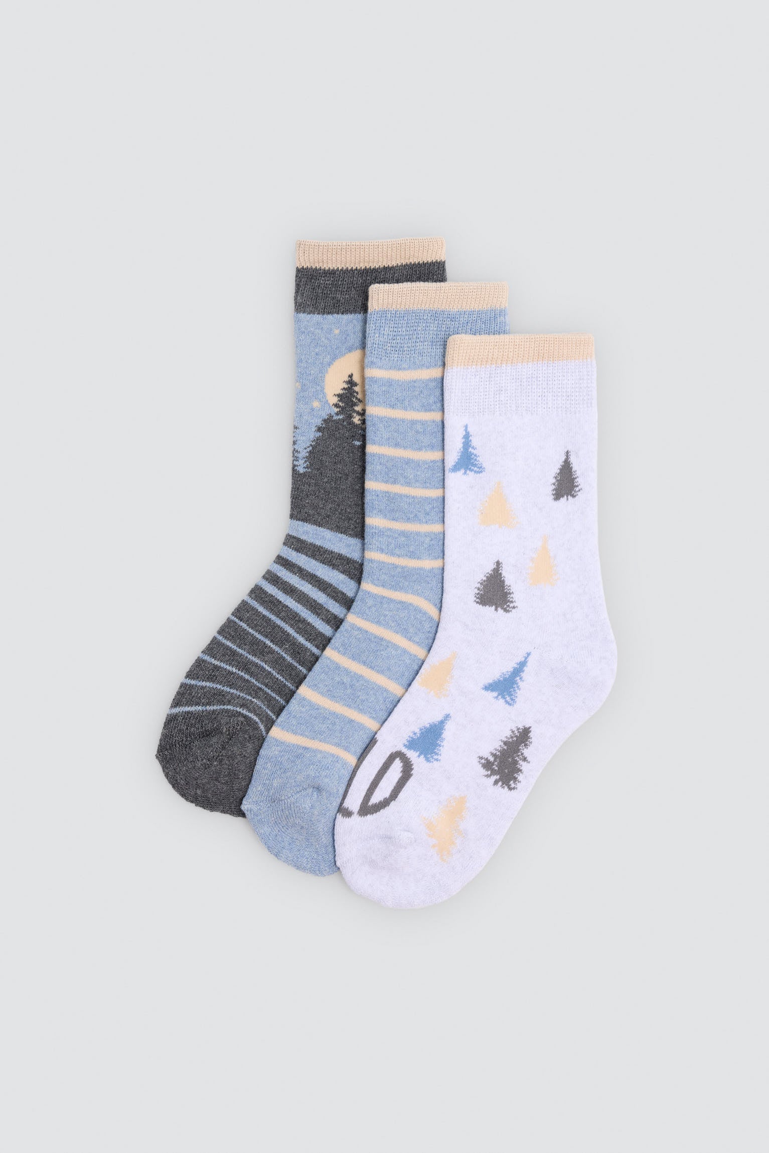Pack of 3 boys' thermal socks with woodland print