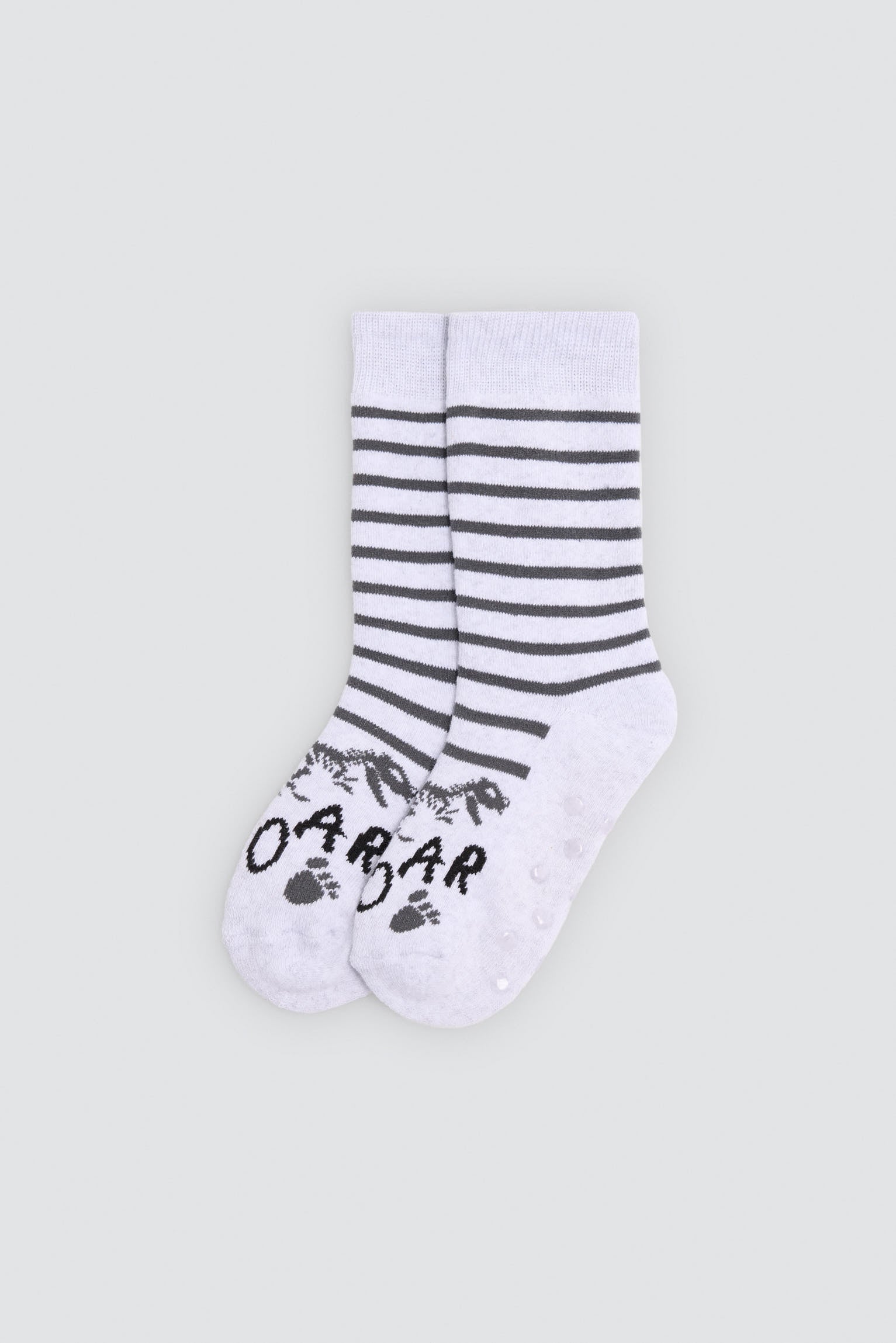 Pack of 3 boys' thermal non-slip socks with dinosaur and footprint prints