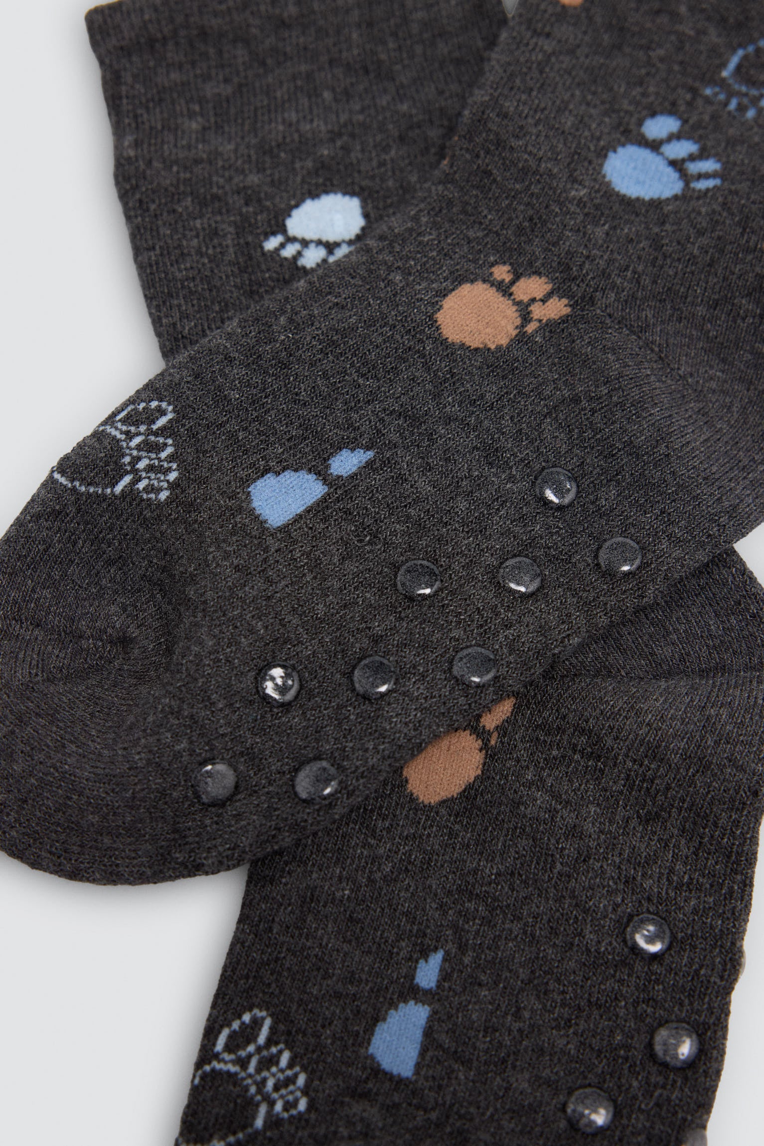 Pack of 3 boys' thermal non-slip socks with dinosaur and footprint prints