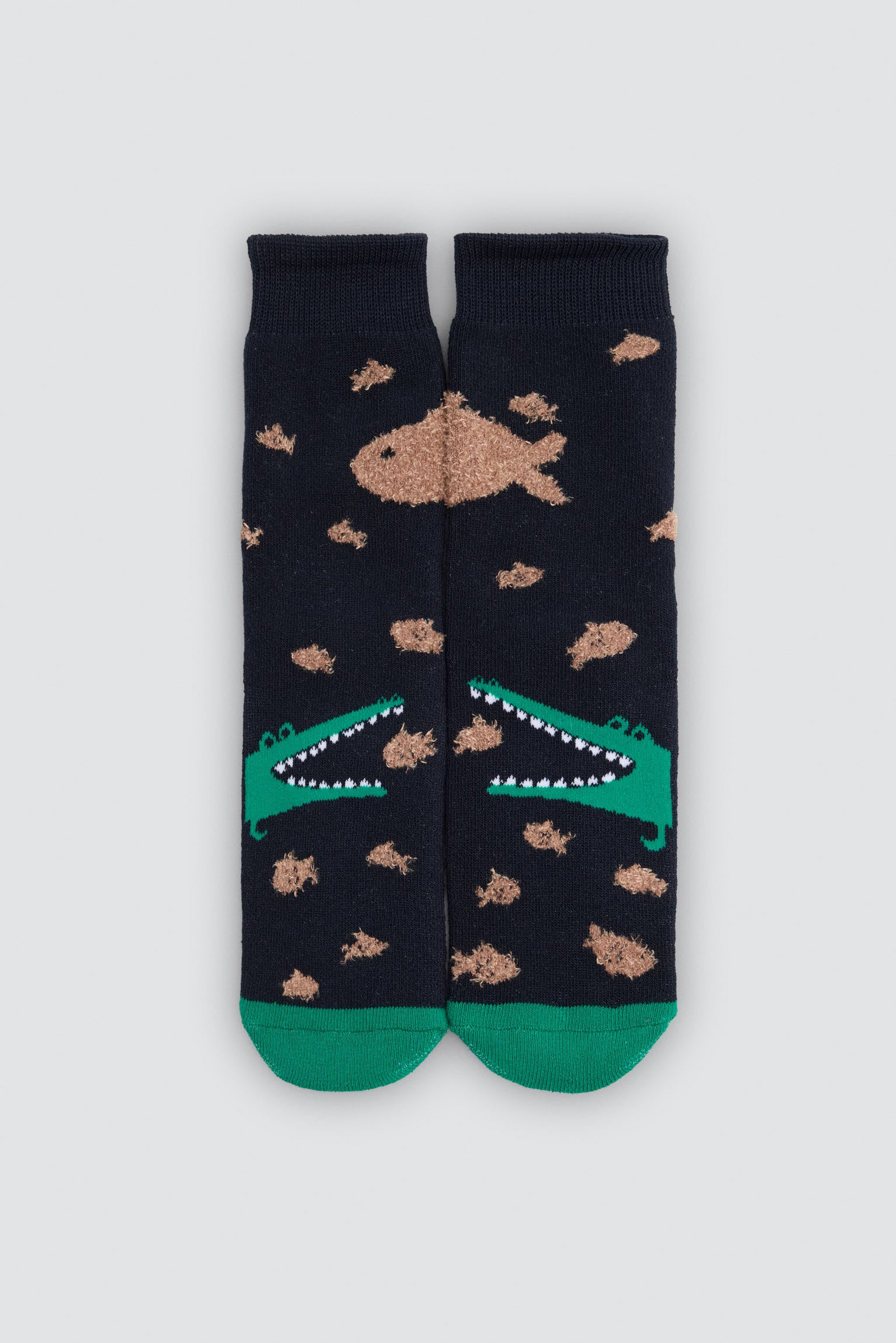 Pack of 3 boys' thermal non-slip socks with crocodile and shark prints