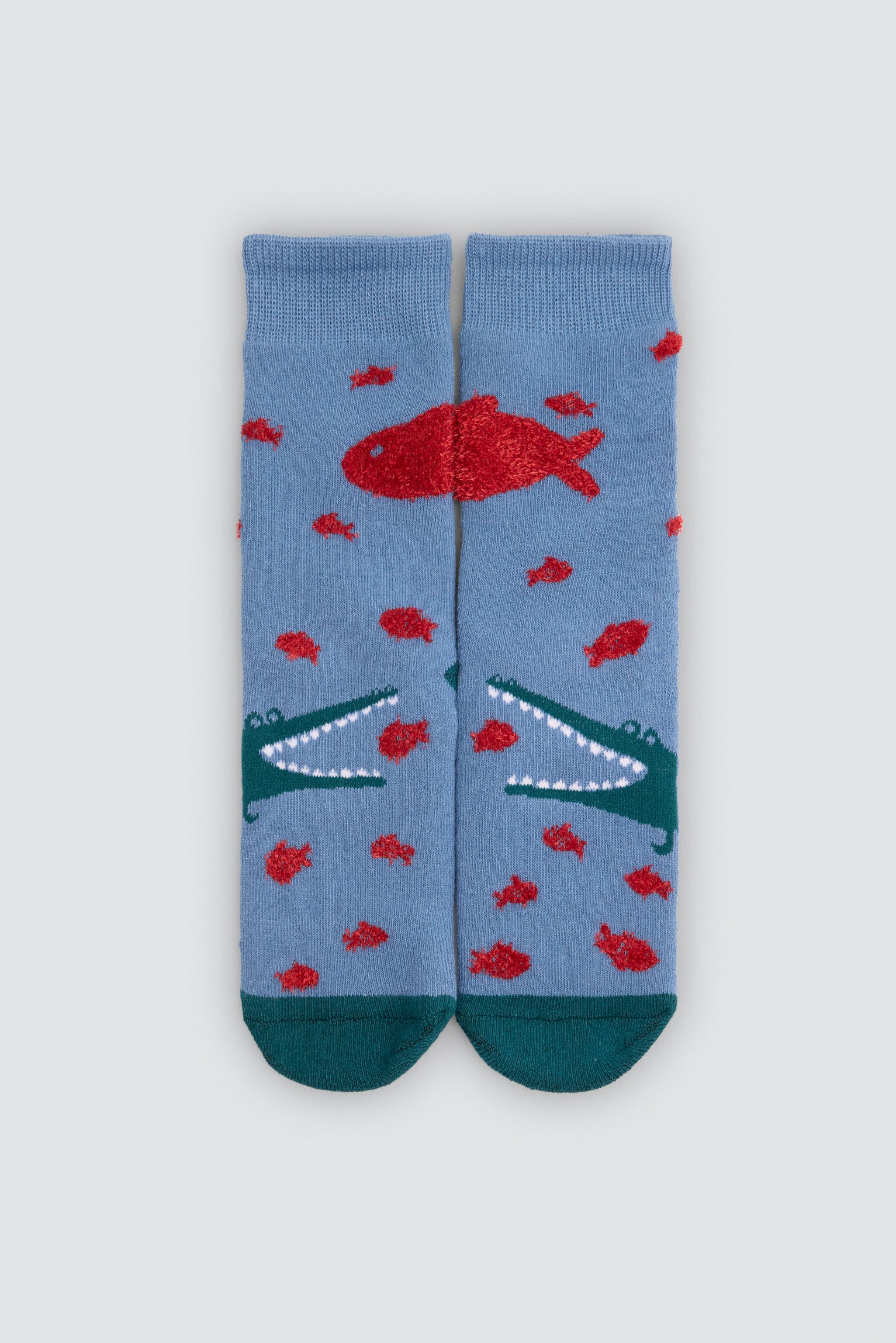 Pack of 3 boys' thermal non-slip socks with crocodile and shark prints
