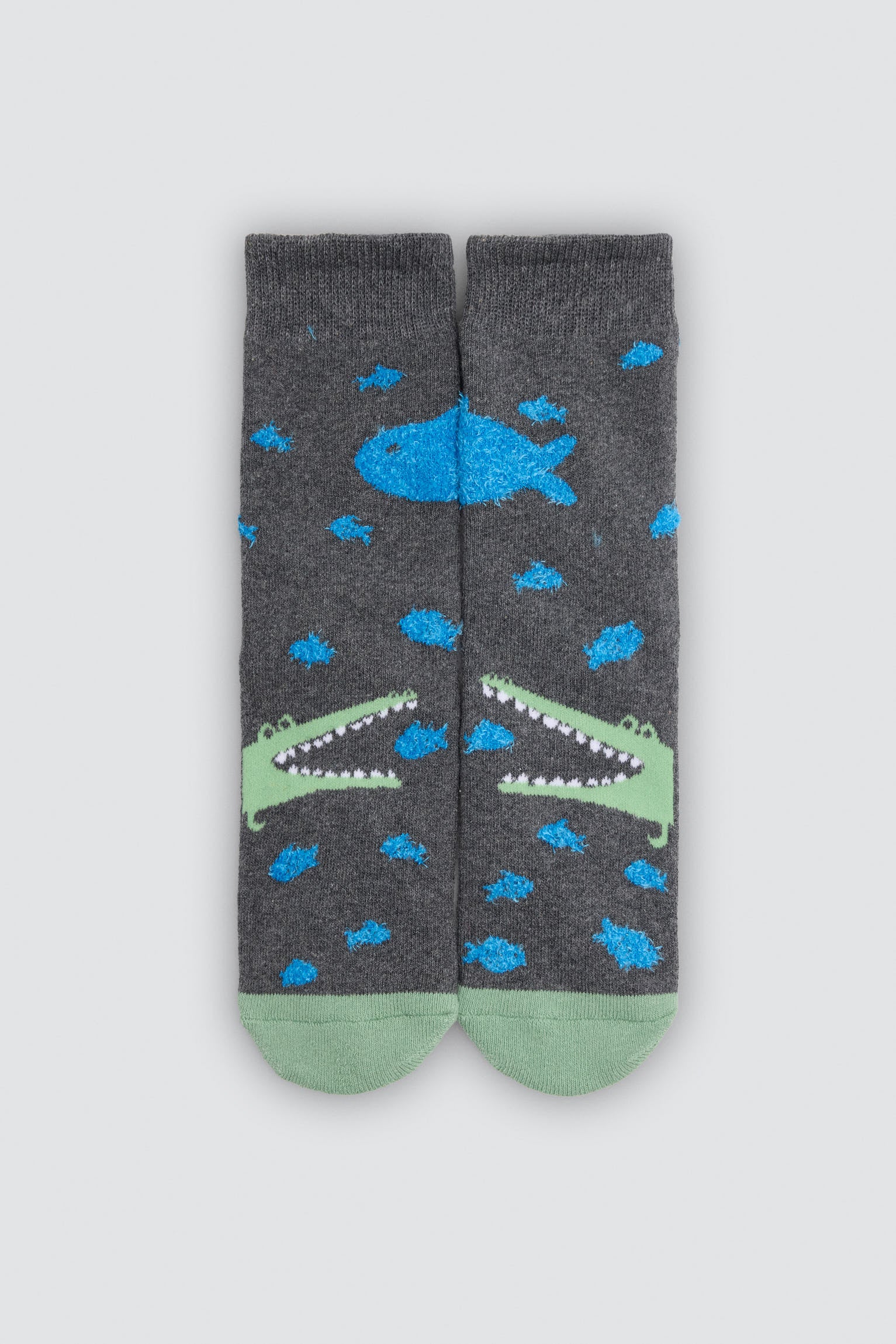 Pack of 3 boys' thermal non-slip socks with crocodile and shark prints