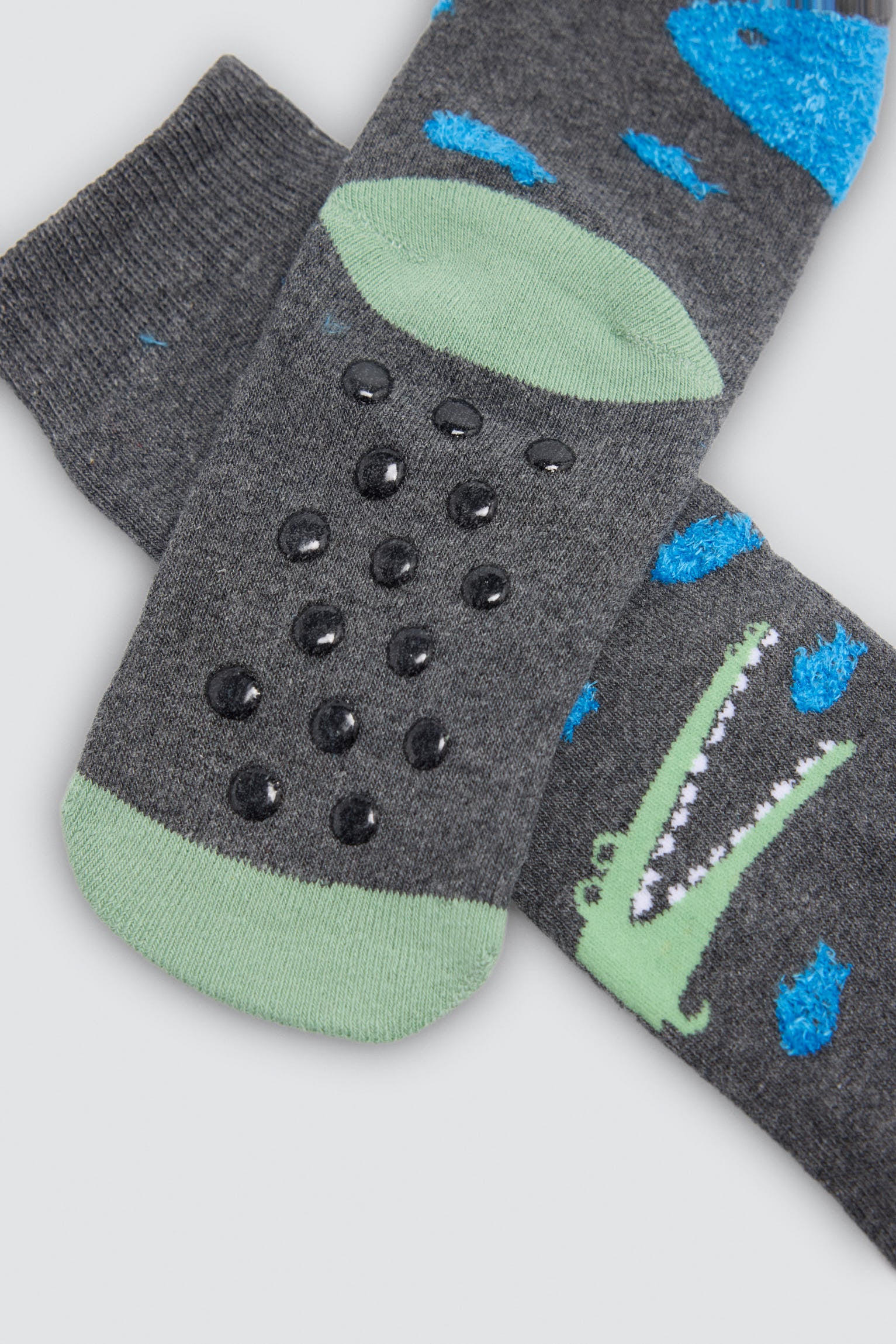 Pack of 3 boys' thermal non-slip socks with crocodile and shark prints