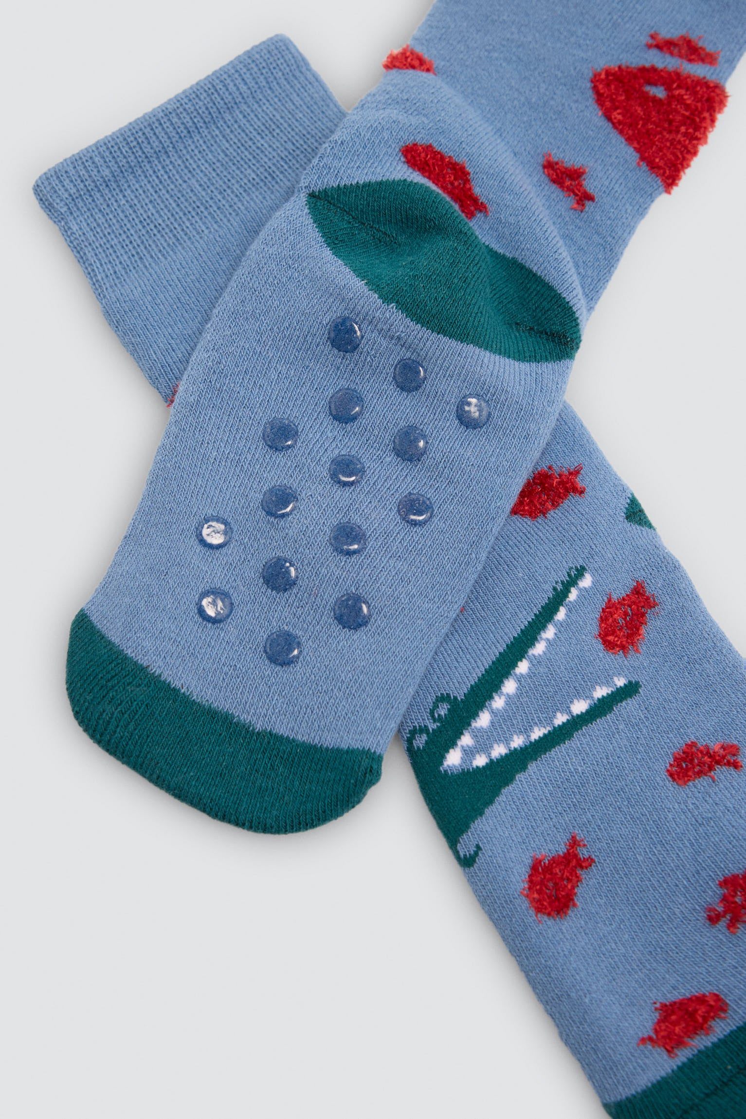 Pack of 3 boys' thermal non-slip socks with crocodile and shark prints
