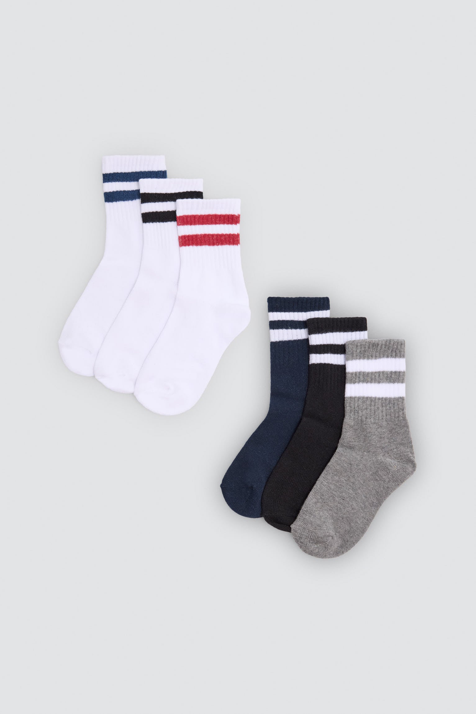 Pack of 6 boys' sporty socks with contrast stripe details