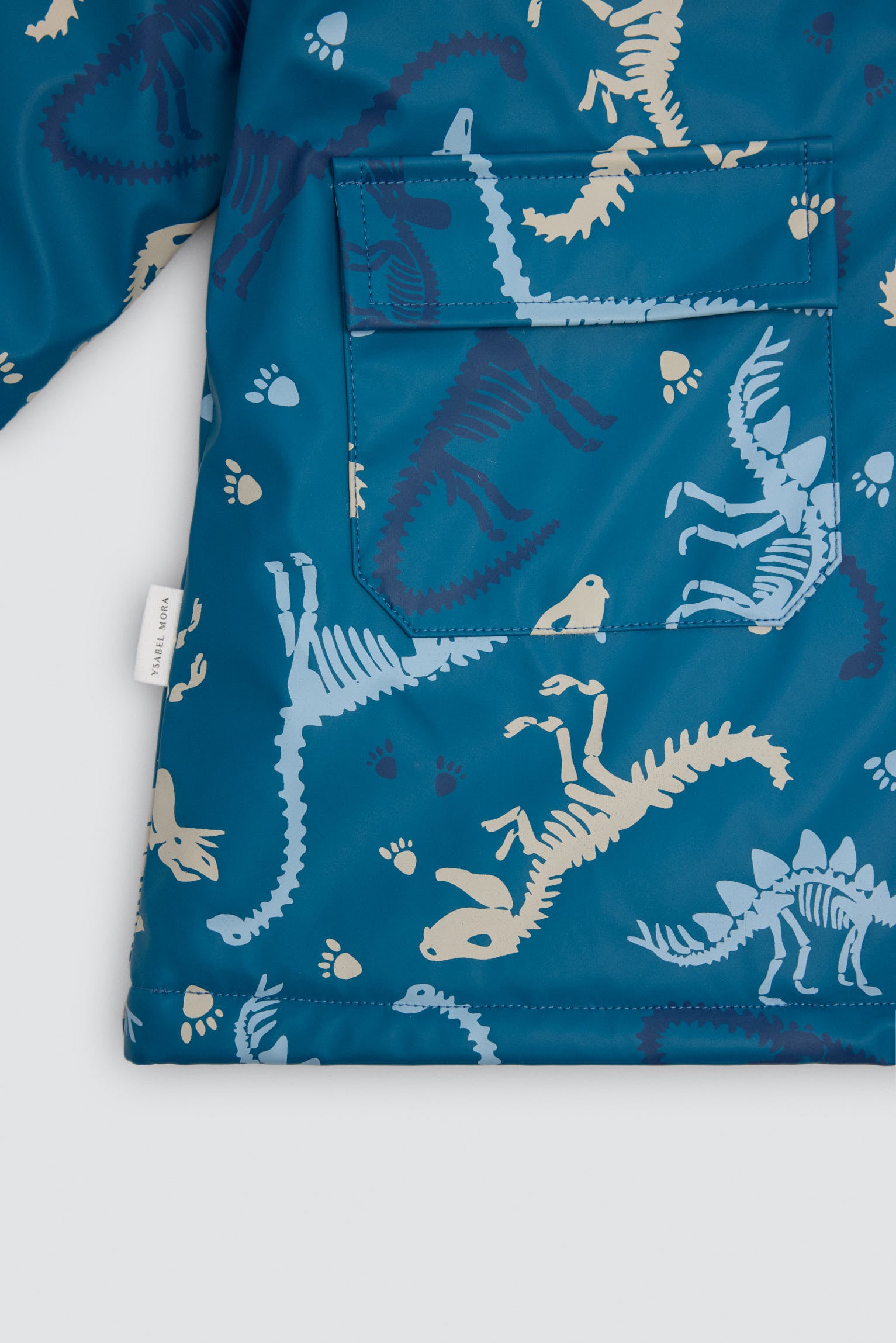 Boys' dinosaur-print raincoat with fleece lining