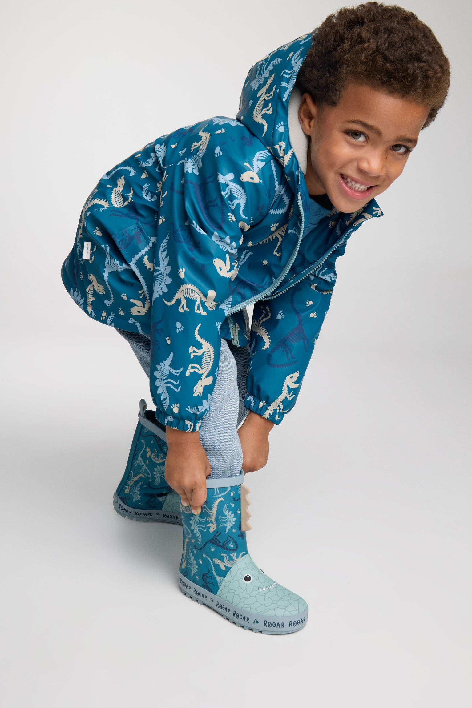 Boys' monster-print wellington boots with 3D details