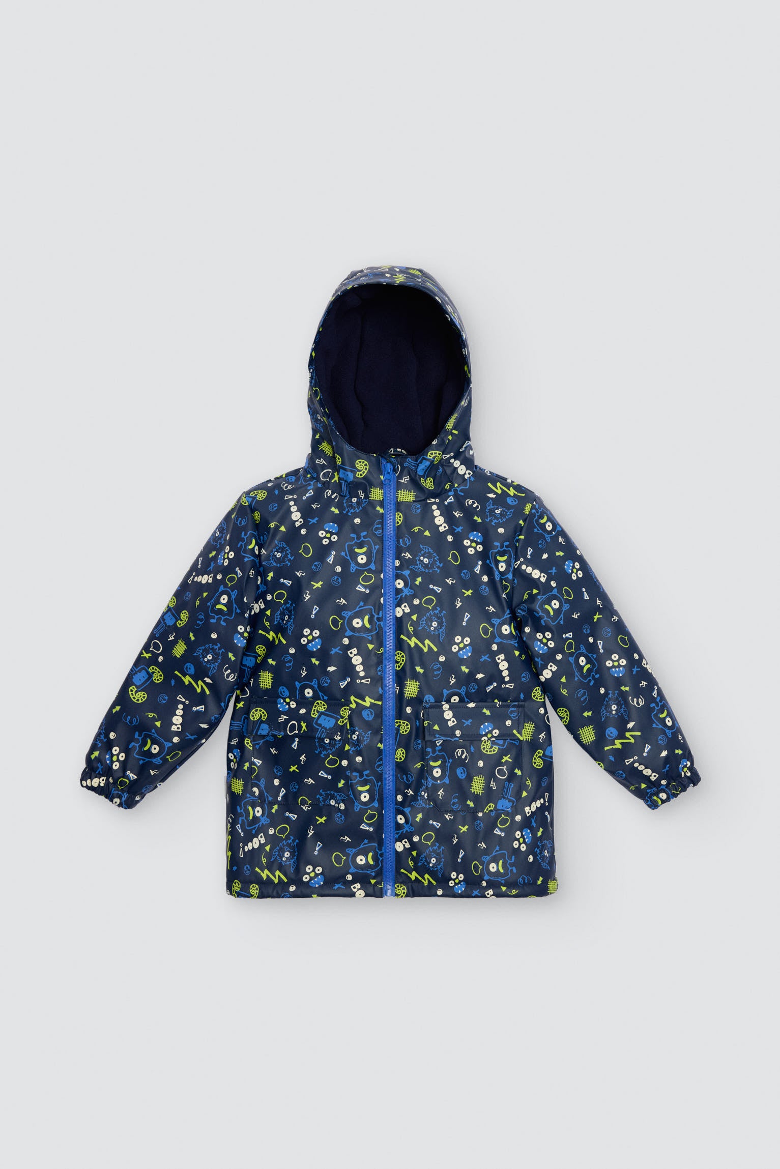 PRE-ORDER Boys' monster-print raincoat with fleece lining