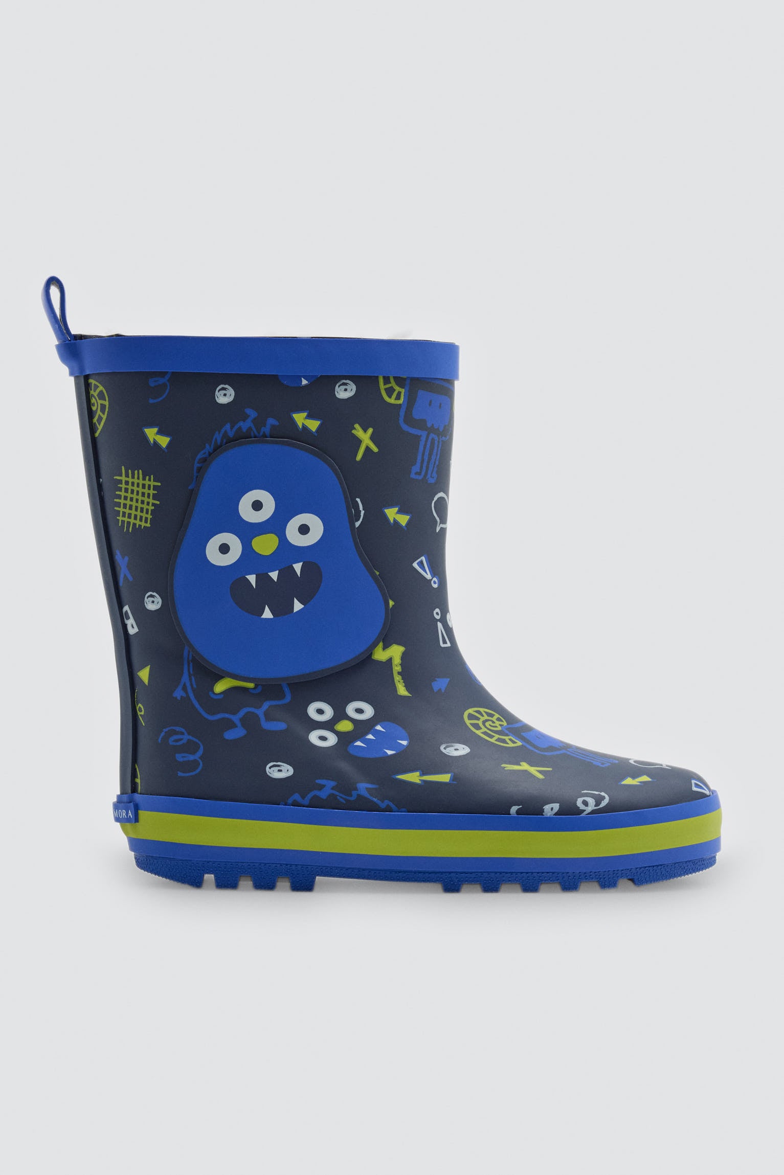 PRE-ORDER Boys' monster-print wellington boots with sherpa lining