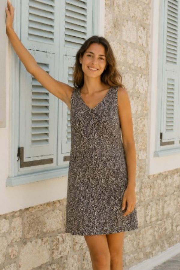 Printed strapless short dress