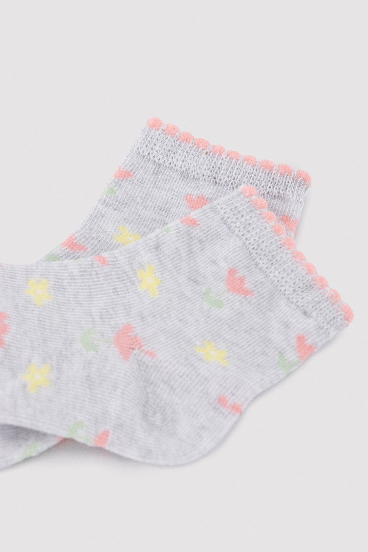 Pack of 3 baby short socks with lemon and strawberry print