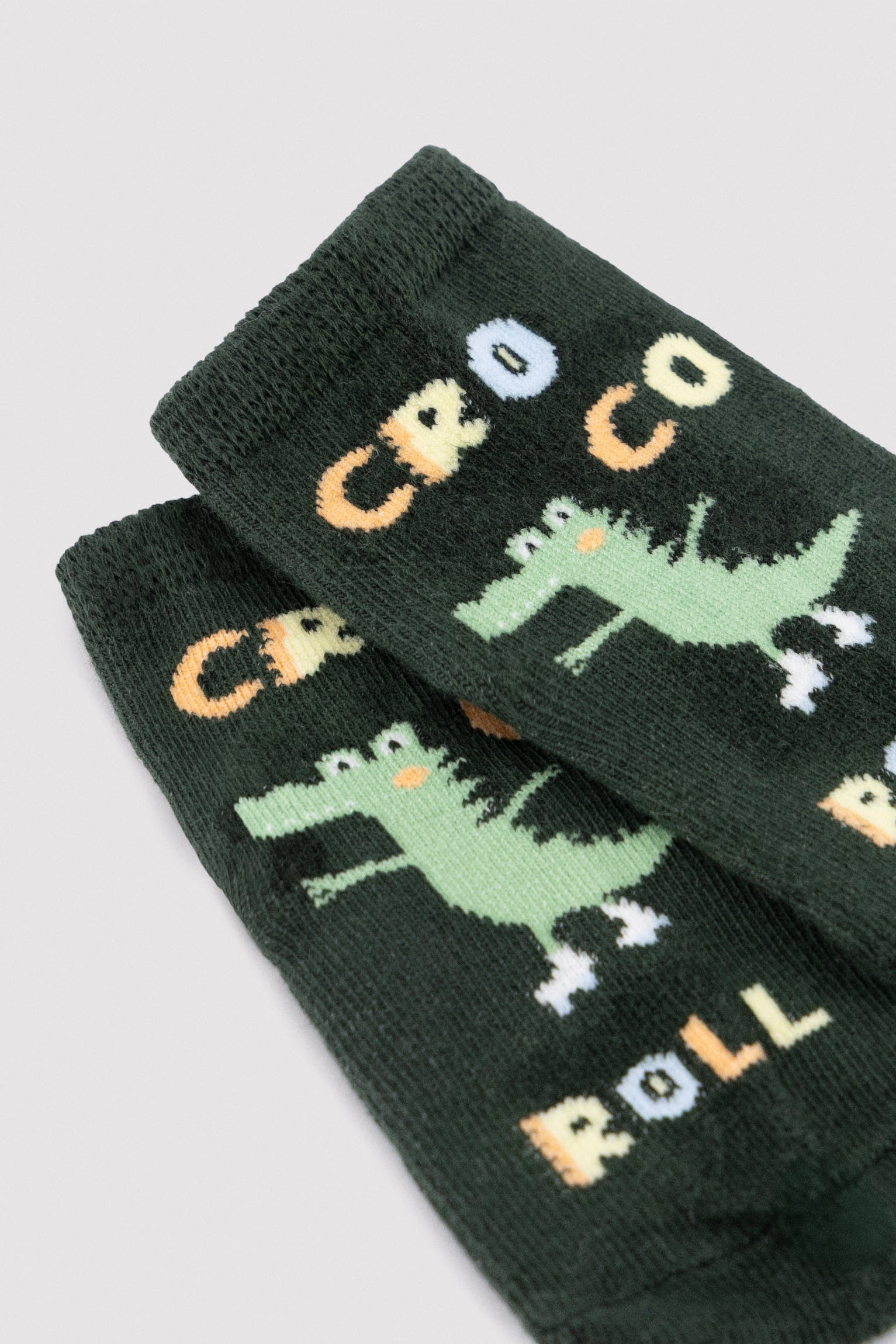 Pack of 3 baby short socks with crocodile print