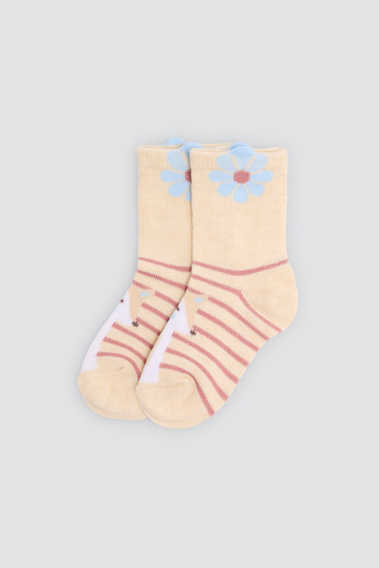 Pack of 4 baby socks with floral and fox prints