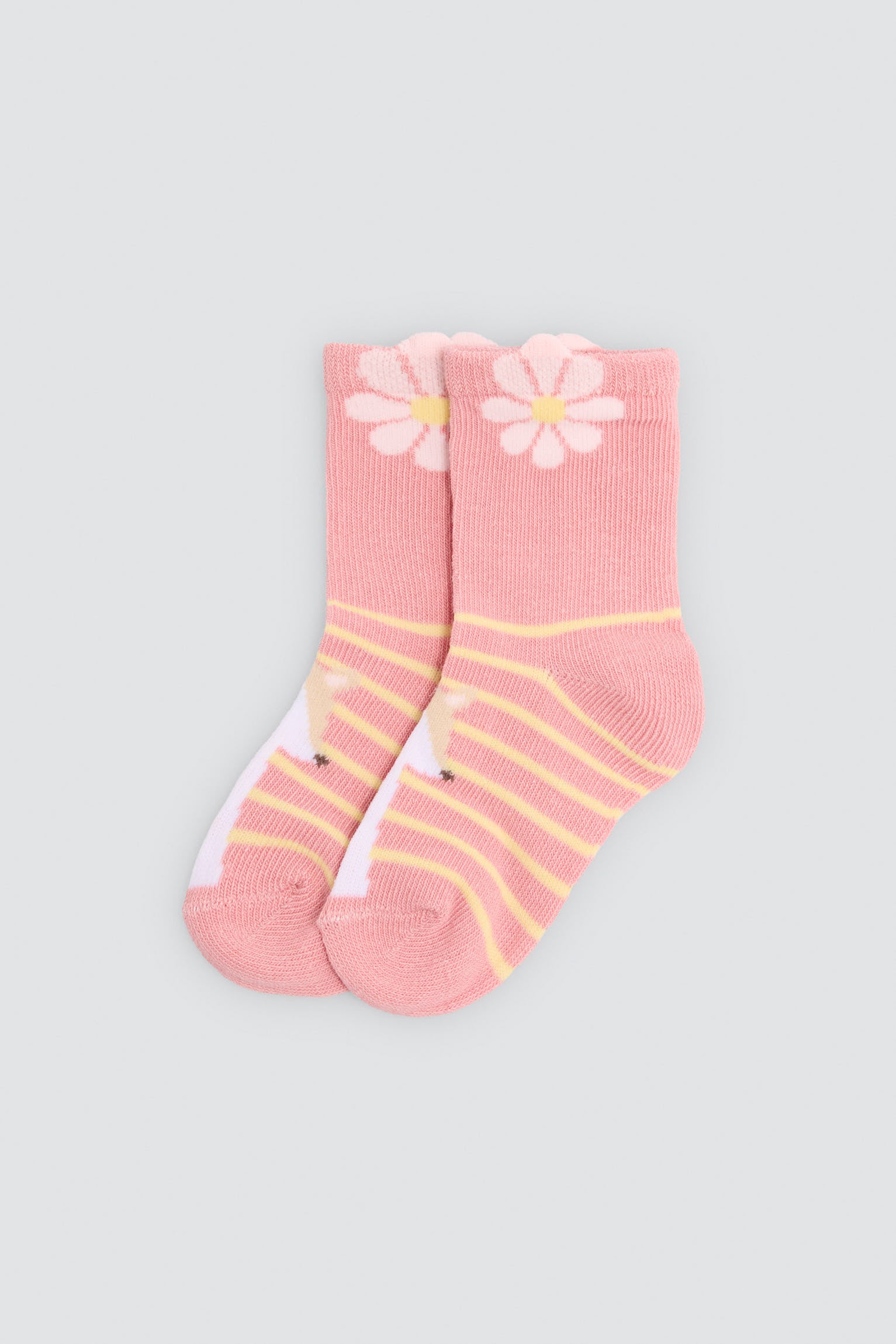Pack of 4 baby socks with floral and fox prints