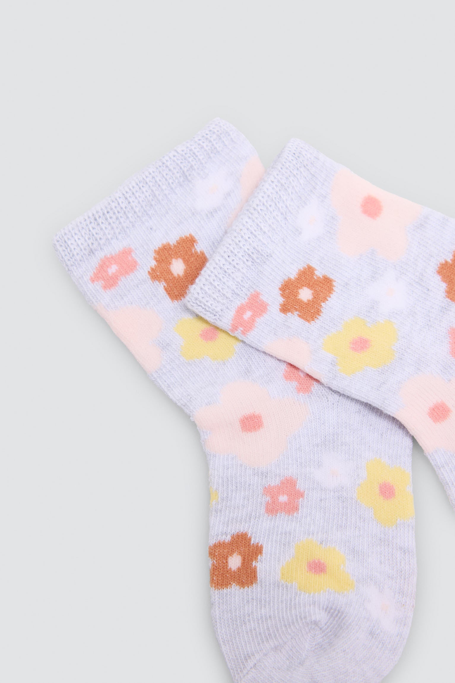 Pack of 4 baby socks with floral and fox prints
