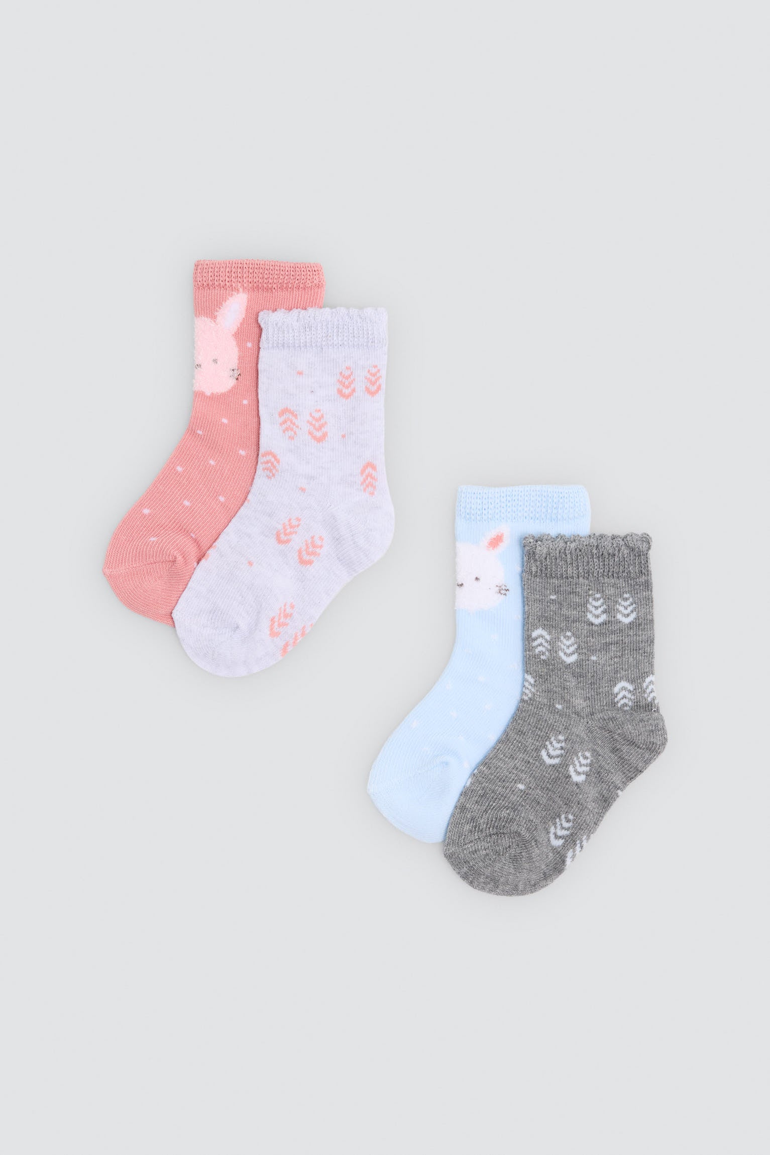 Pack of 4 baby socks with fun bunny prints