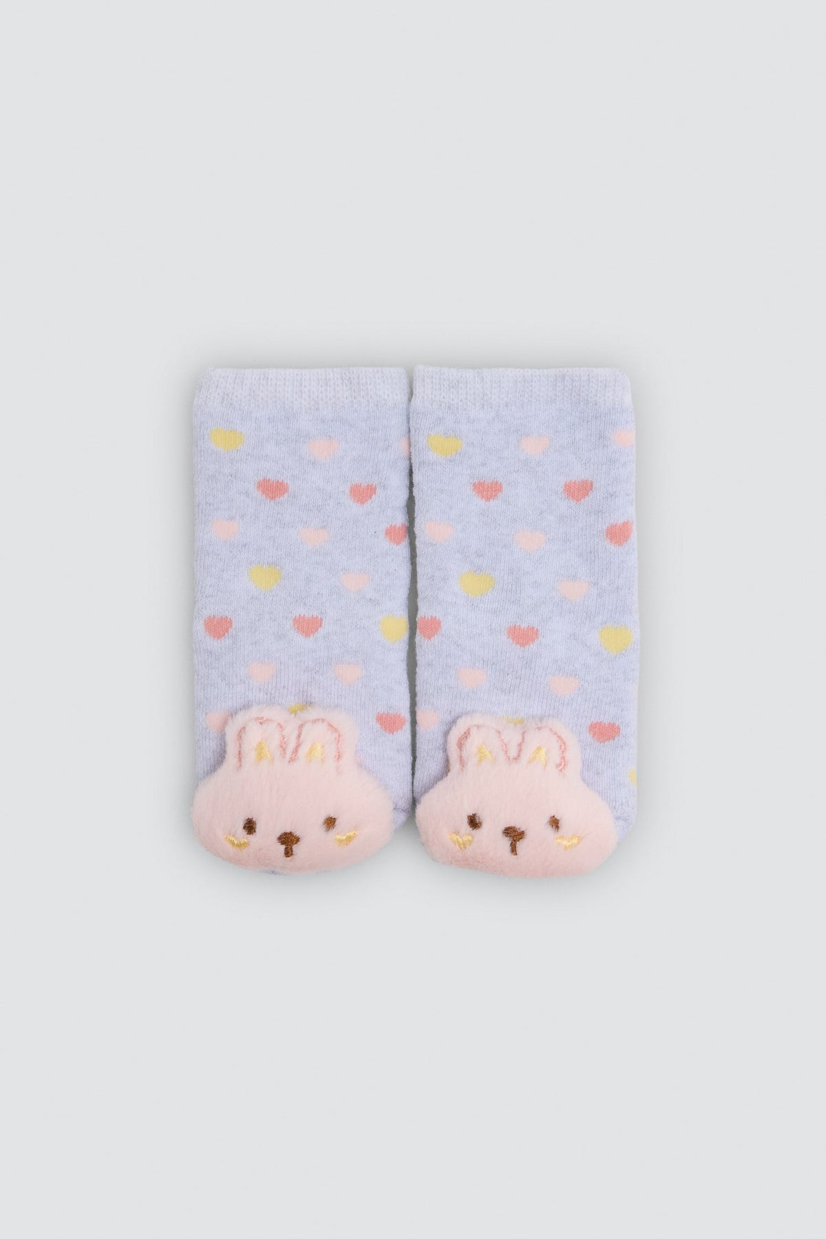 Pack of 2 sensory thermal baby socks with 3D bunnies