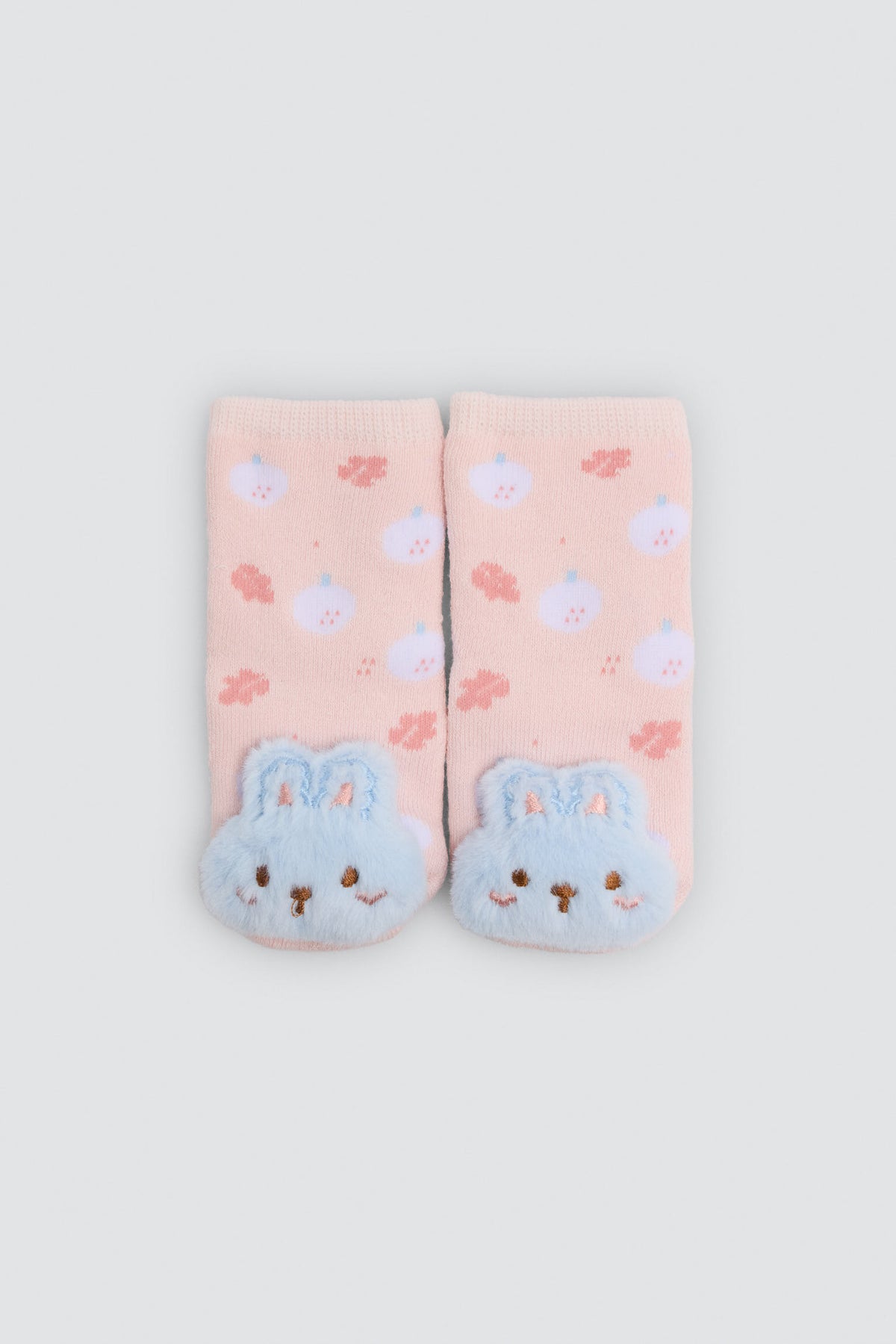 Pack of 2 sensory thermal baby socks with 3D bunnies