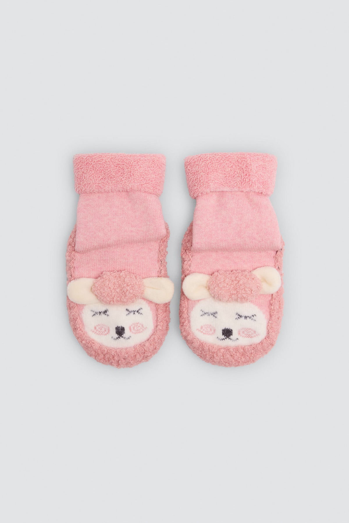 Baby thermal sheep slipper socks - pink